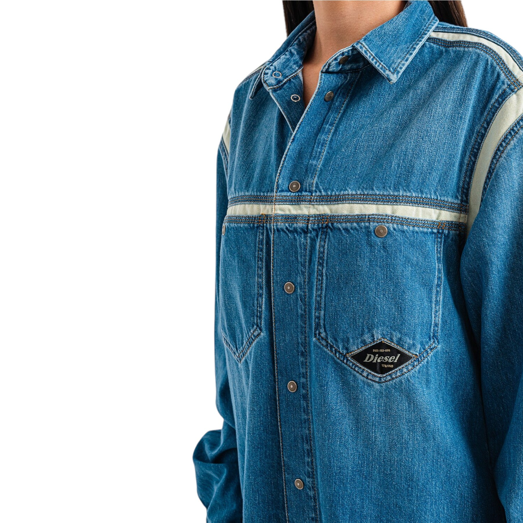 DIESEL DE-HORA Womens Shirt Dress Mini Casual Denim Blue Jeans Ladies Cotton Top