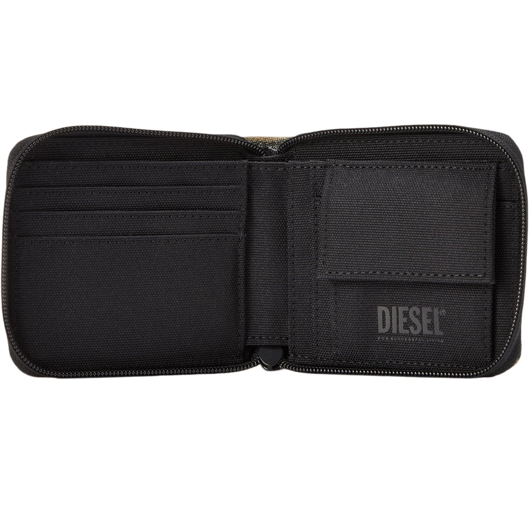 DIESEL Hiresh Mens Coin Purse Zipped Round Bi Fold Mini Wallets Military Green