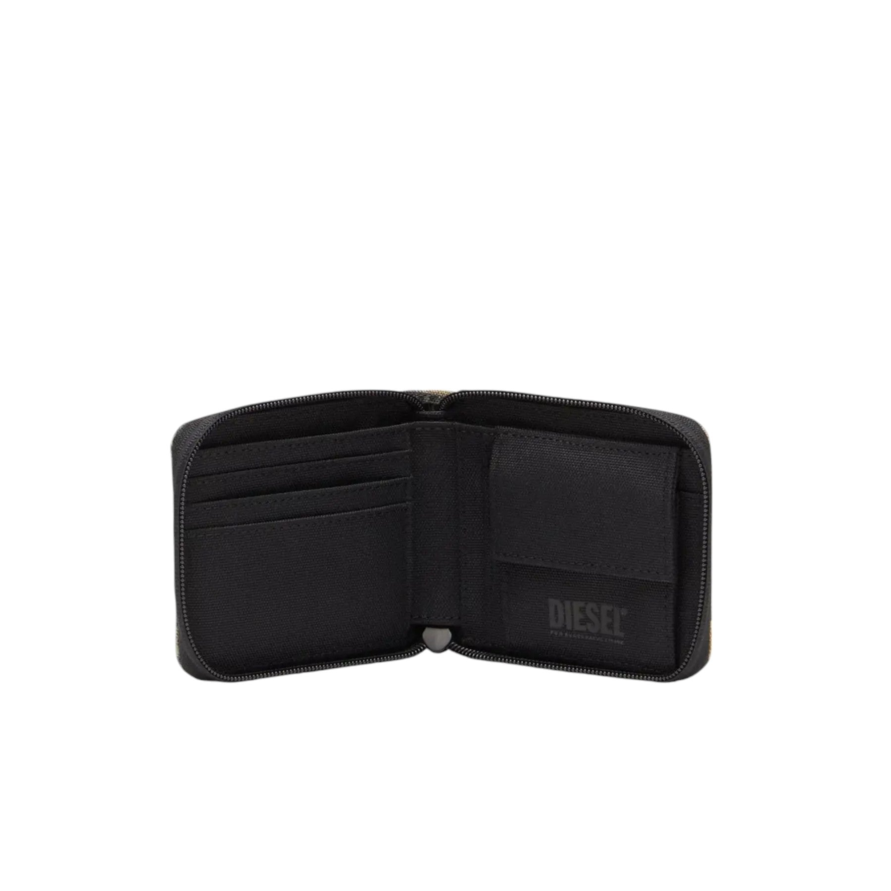 DIESEL Hiresh Mens Coin Purse Zipped Round Bi Fold Mini Wallets Military Green