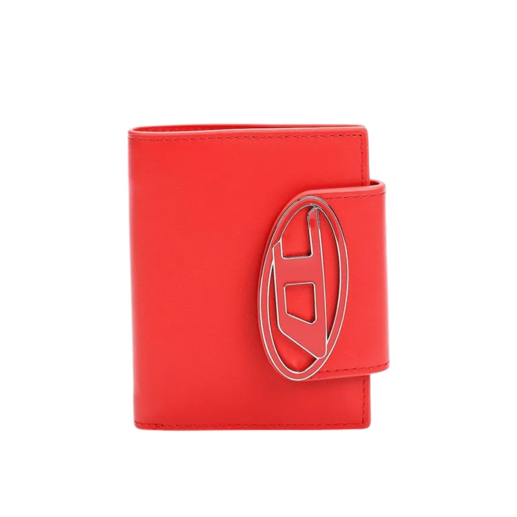 DIESEL 1DR Camille Womens Leather Coin Purse Credit Card Mini Bifold Wallet Red