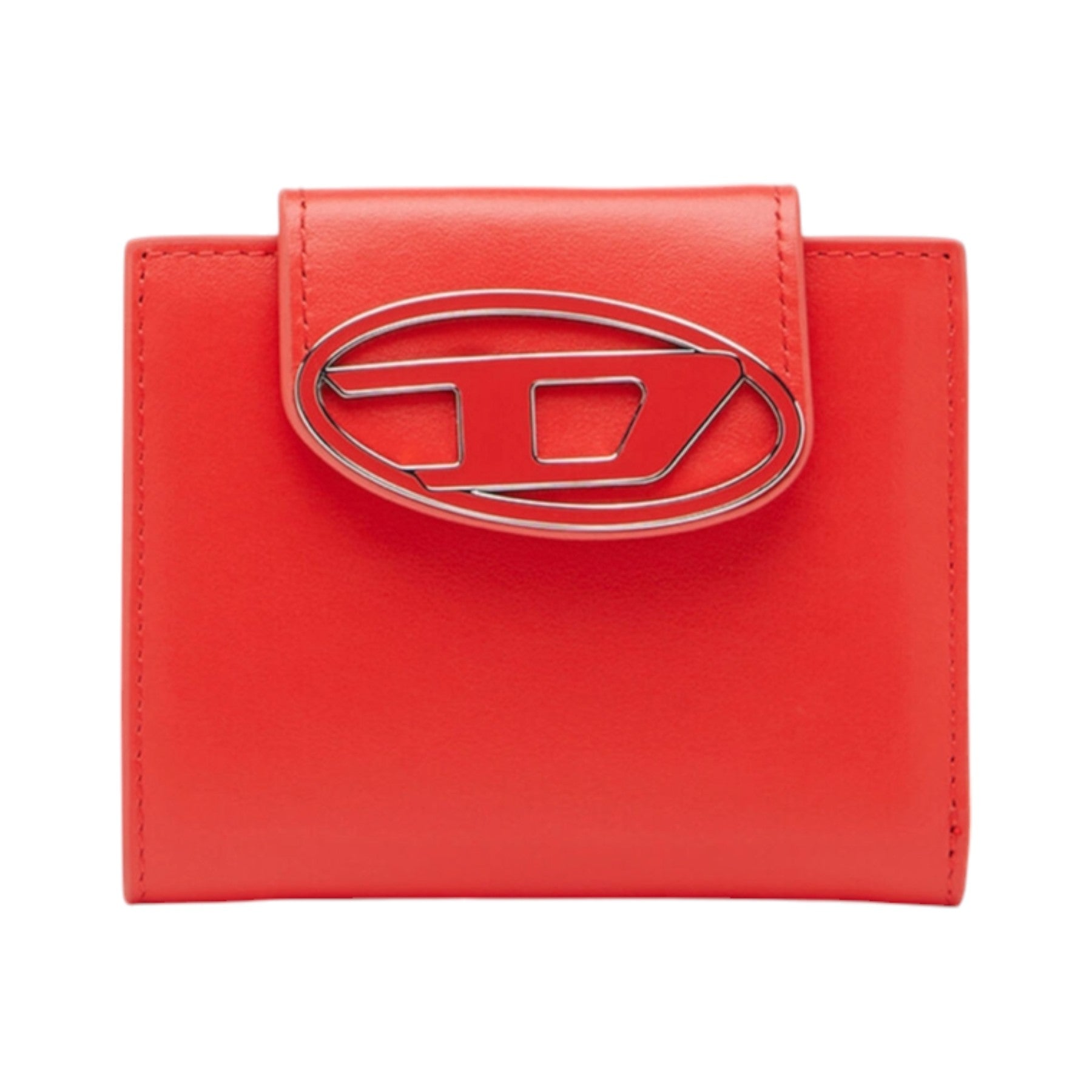 DIESEL 1DR Camille Womens Leather Coin Purse Credit Card Mini Bifold Wallet Red