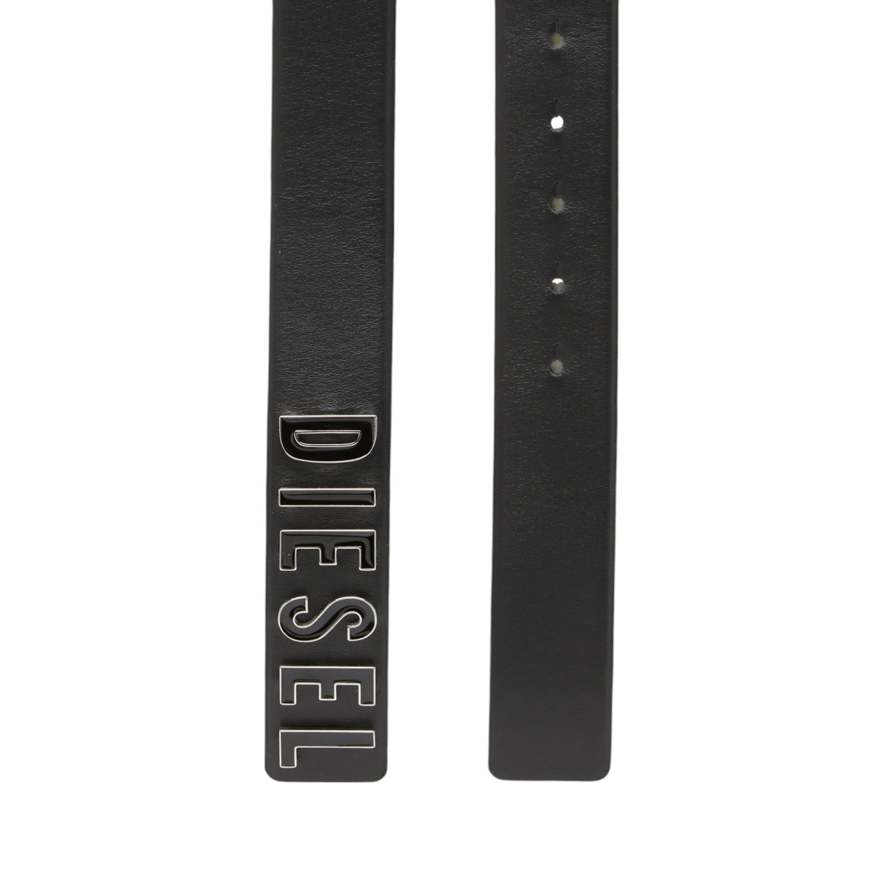 DIESEL B Letter Womens Leather Belt Casual Metal Buckle Logo Waist Belt Black