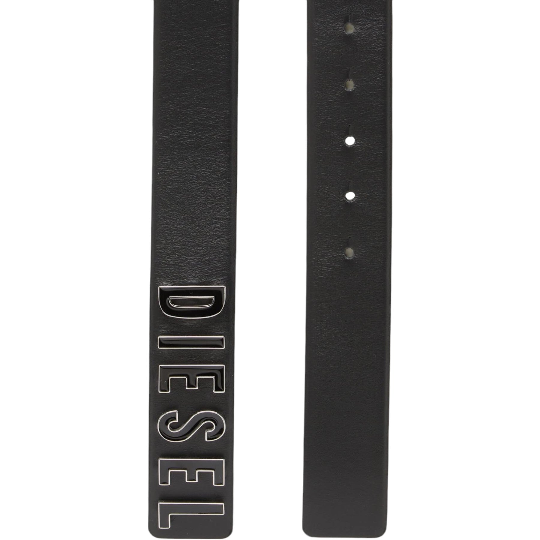 DIESEL B Letter Womens Leather Belt Casual Metal Buckle Logo Waist Belt Black