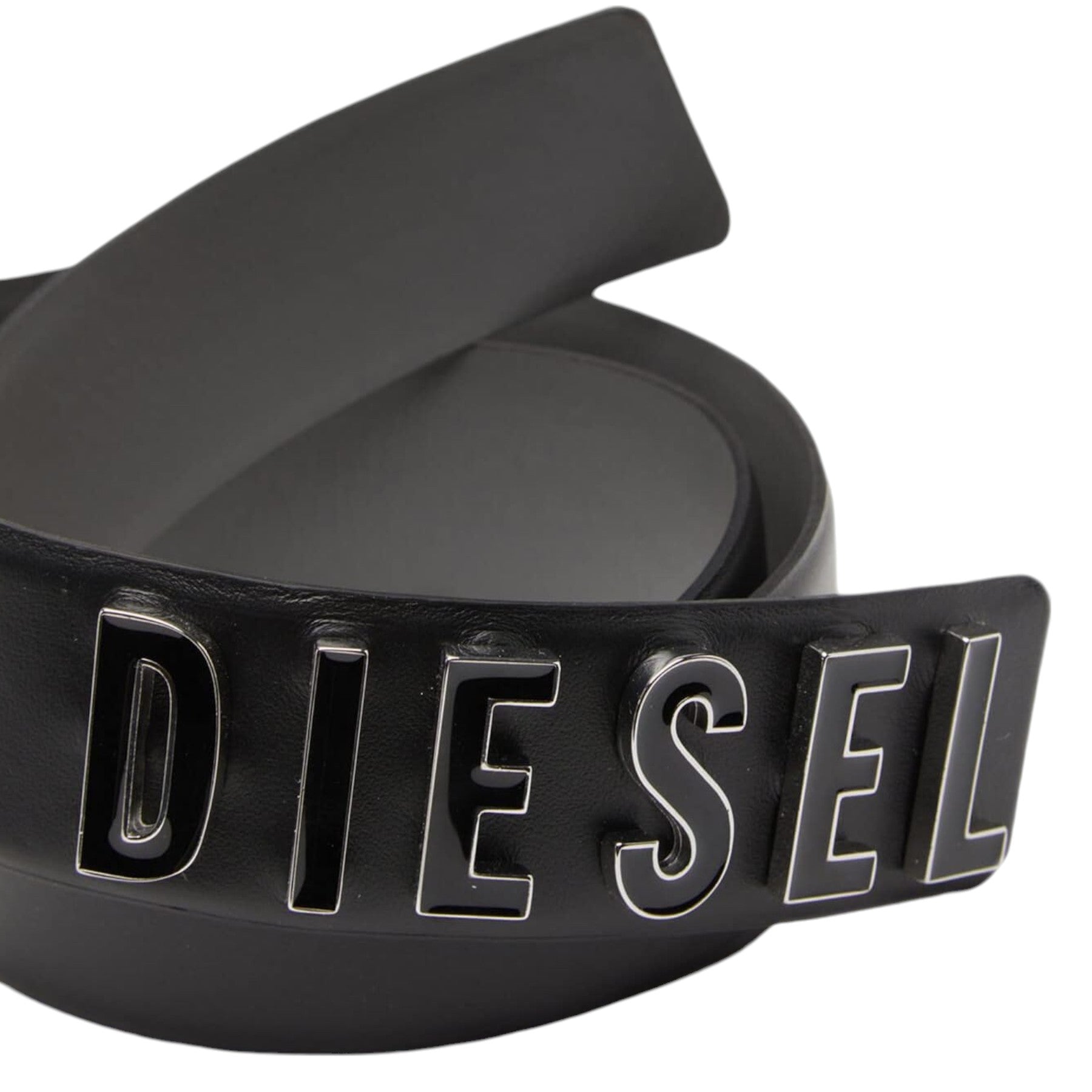 DIESEL B Letter Womens Leather Belt Casual Metal Buckle Logo Waist Belt Black