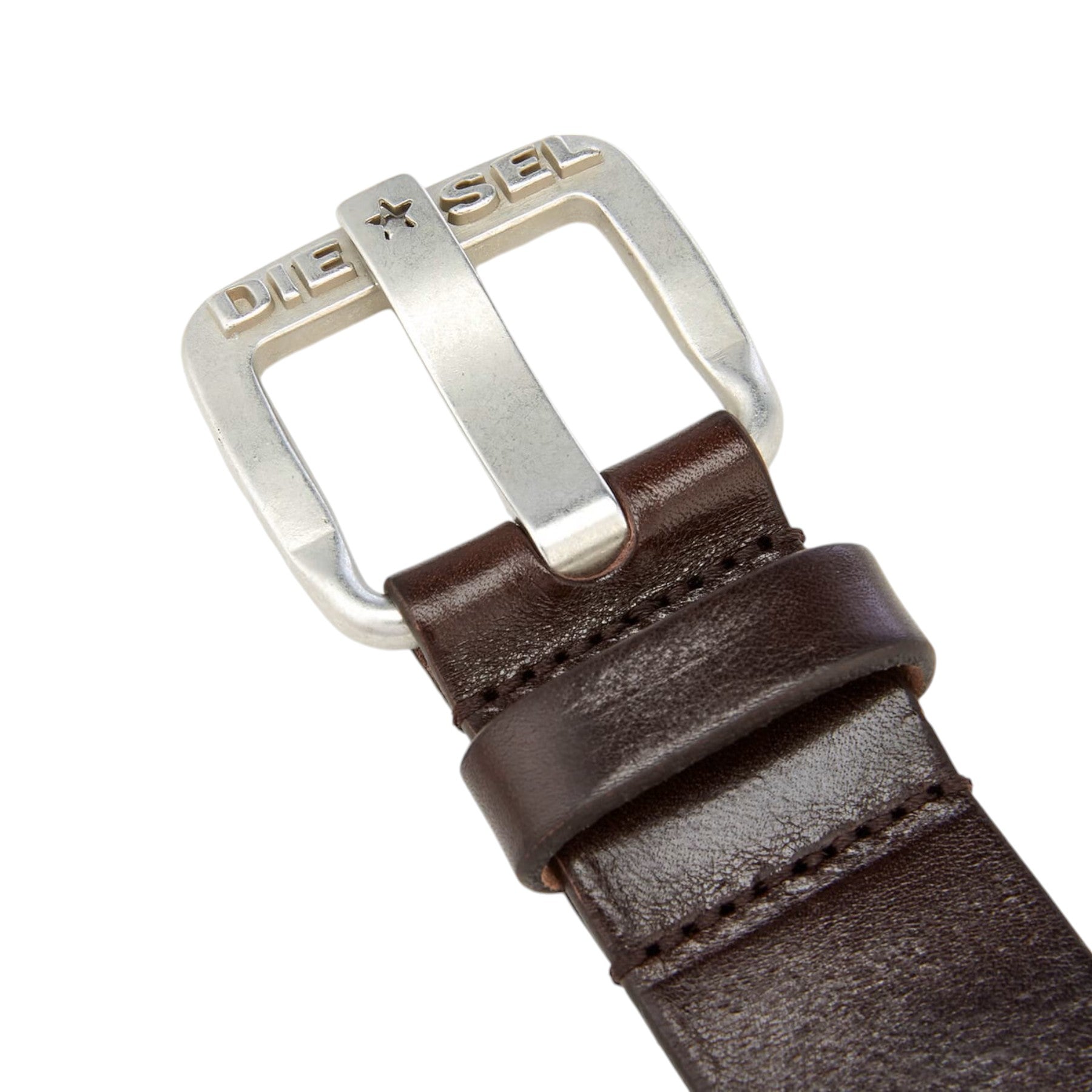 DIESEL B-STAR Mens Genuine Leather Belts For Trousers Jeans Metal Buckle Brown