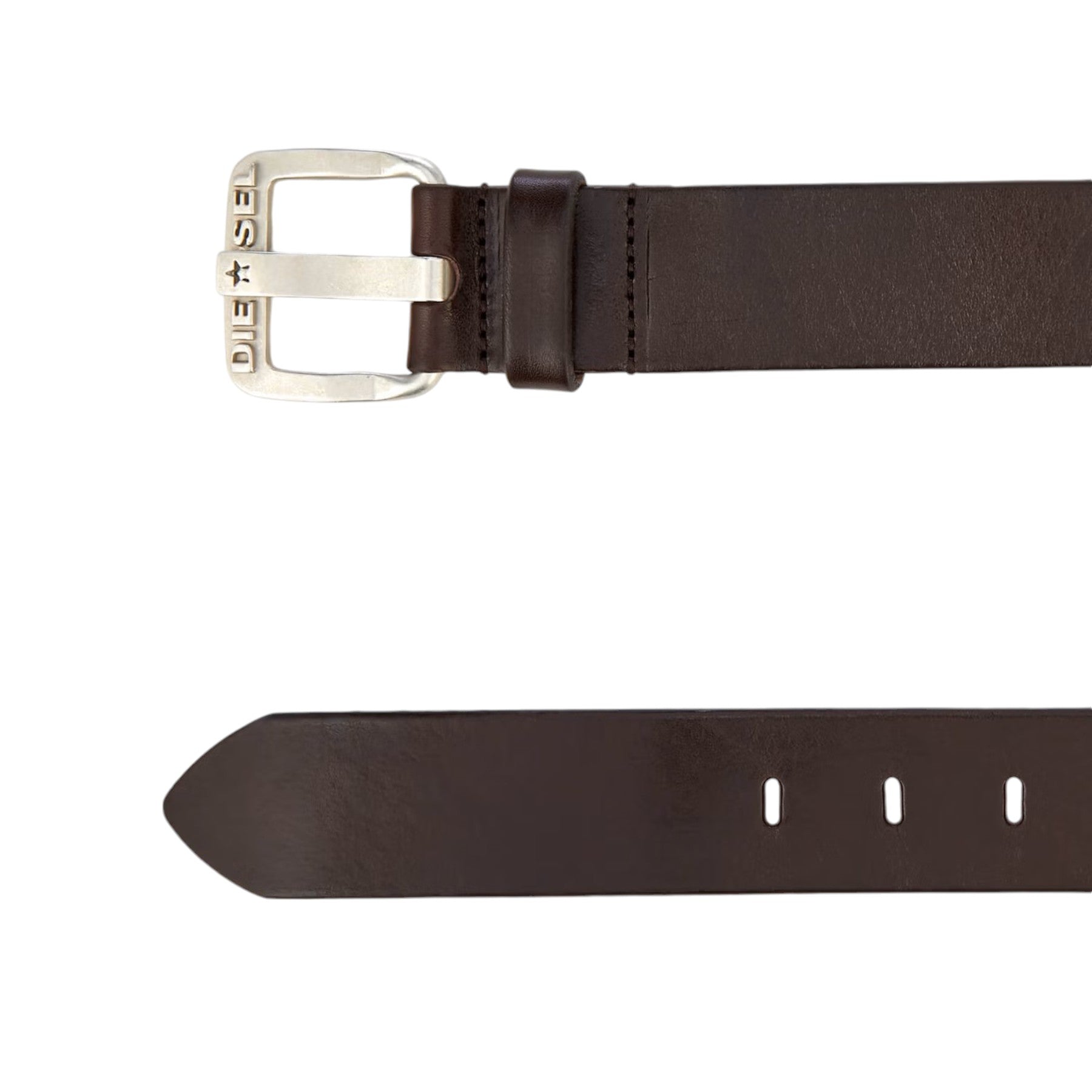 DIESEL B-STAR Mens Genuine Leather Belts For Trousers Jeans Metal Buckle Brown