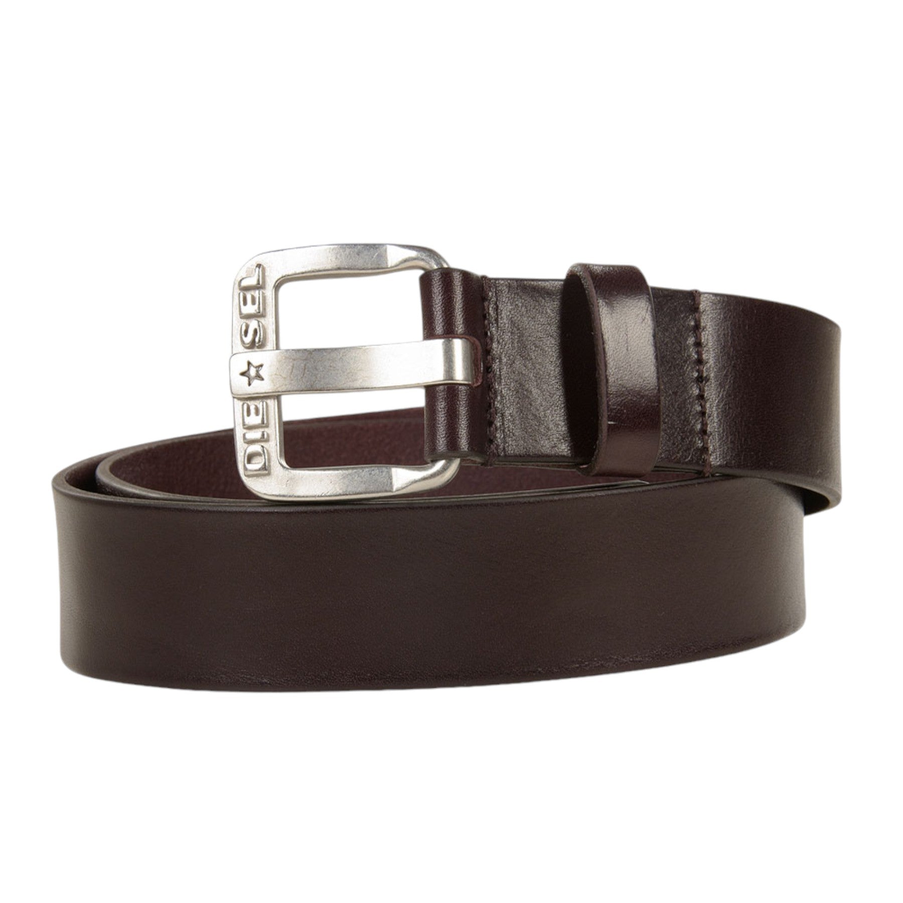 DIESEL B-STAR Mens Genuine Leather Belts For Trousers Jeans Metal Buckle Brown