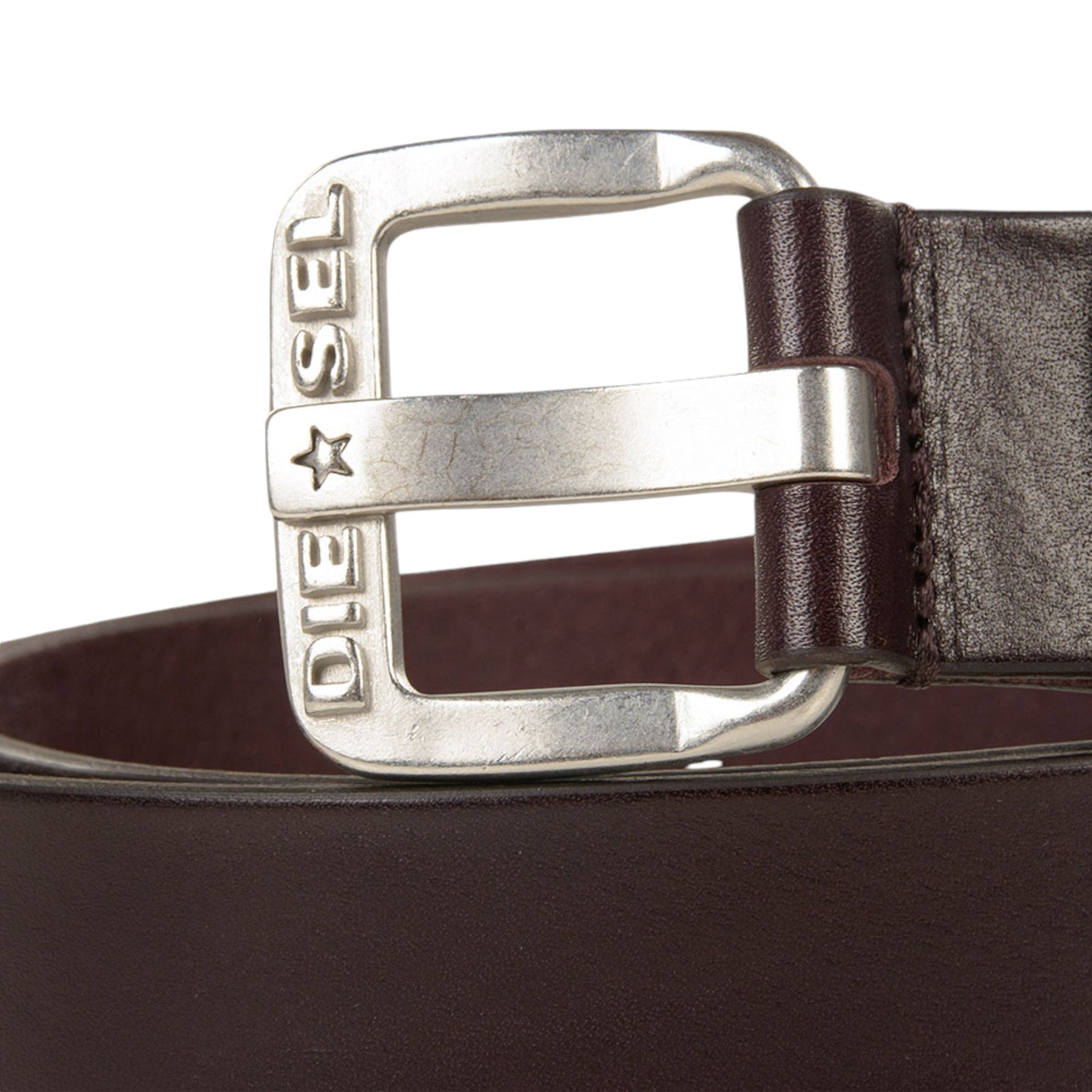 DIESEL B-STAR Mens Genuine Leather Belts For Trousers Jeans Metal Buckle Brown