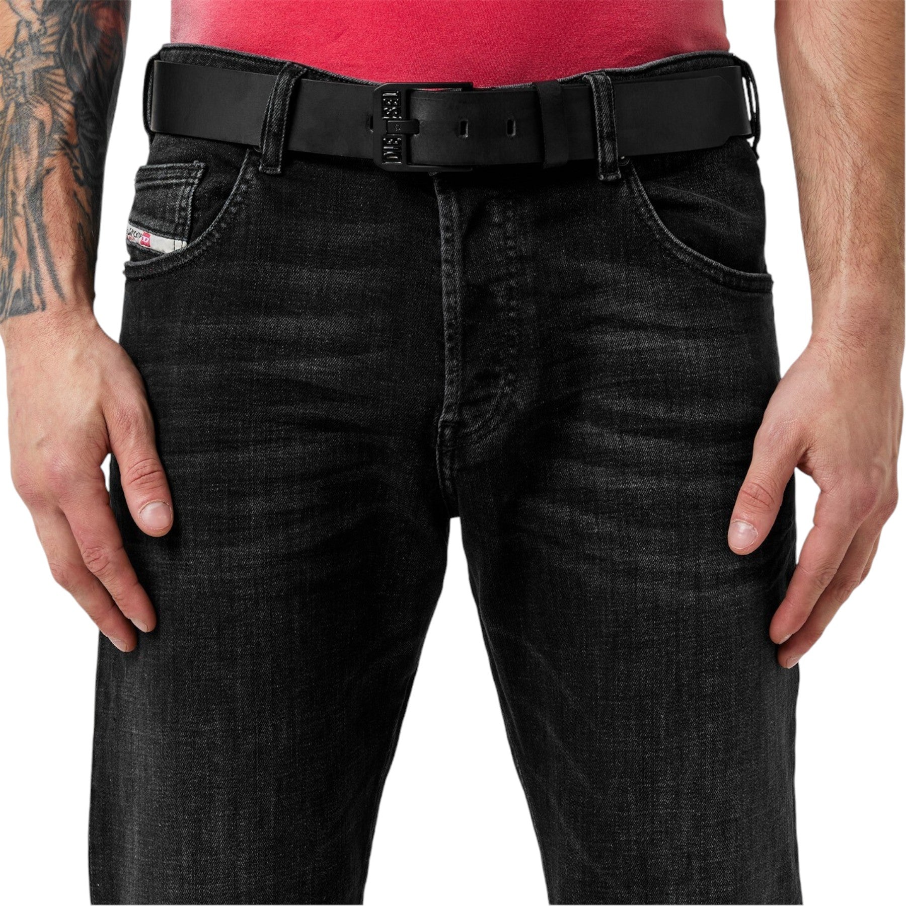 DIESEL BLUESTAR Mens Genuine Leather Belts For Jeans Metal Buckle Waist Belt NEW