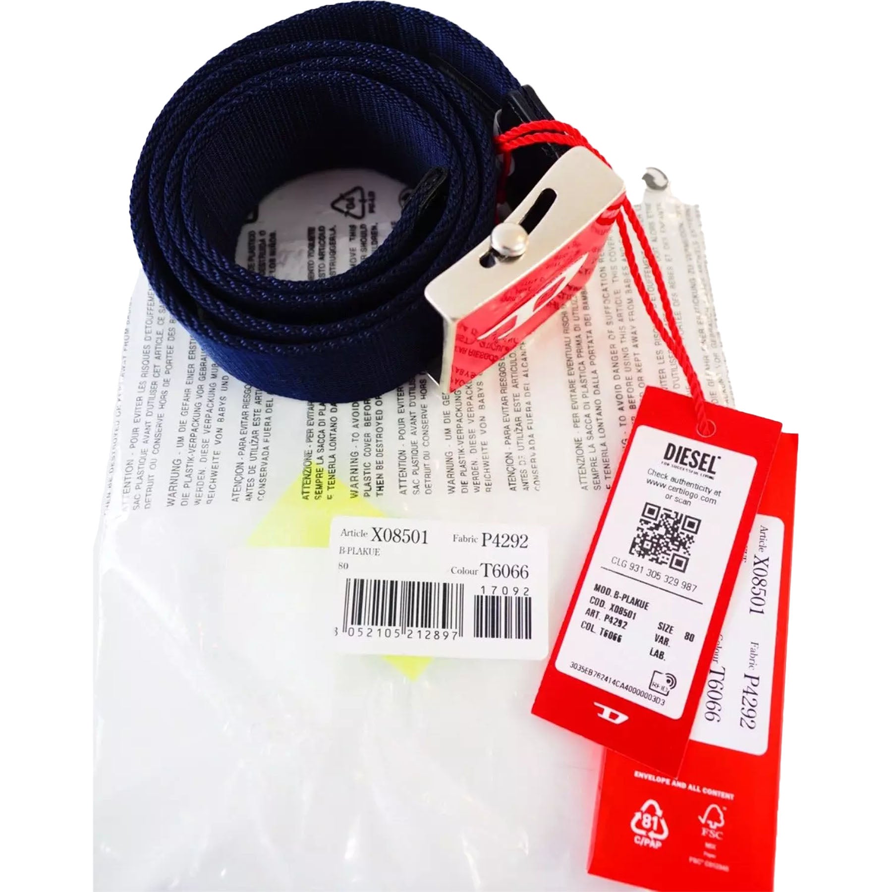 DIESEL B-PLAKUE Mens Webbing Belt Work Belt Metal Buckle Waistbelt Army Golf New