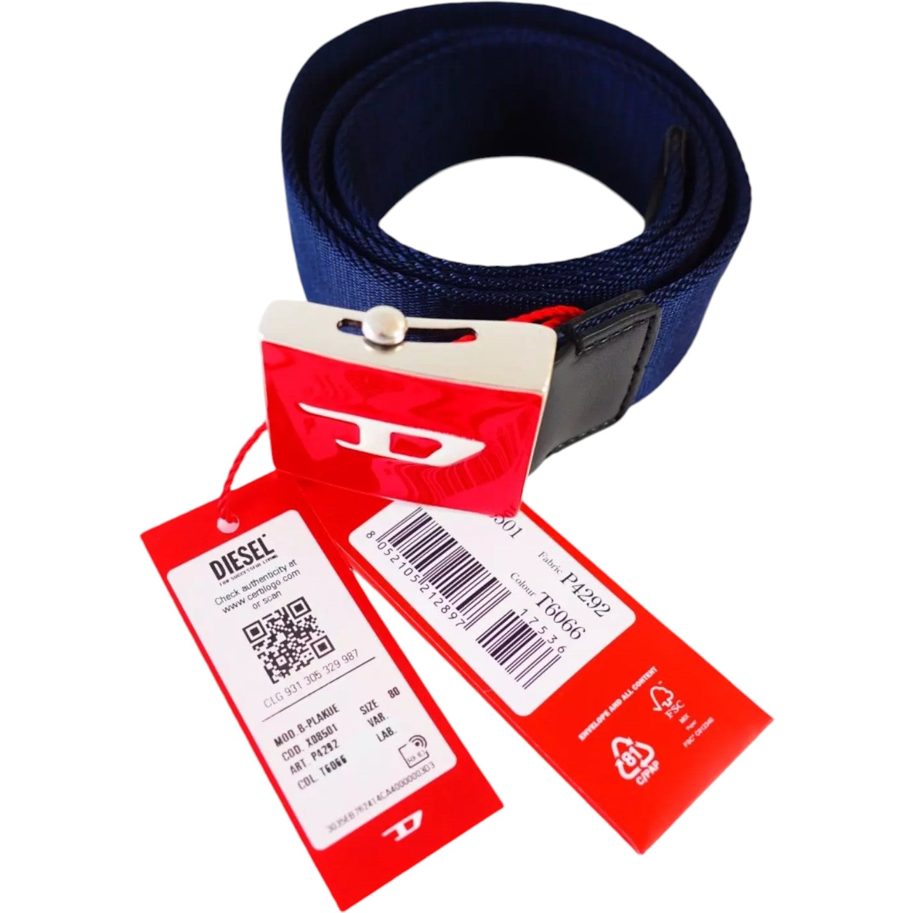 DIESEL B-PLAKUE Mens Webbing Belt Work Belt Metal Buckle Waistbelt Army Golf New