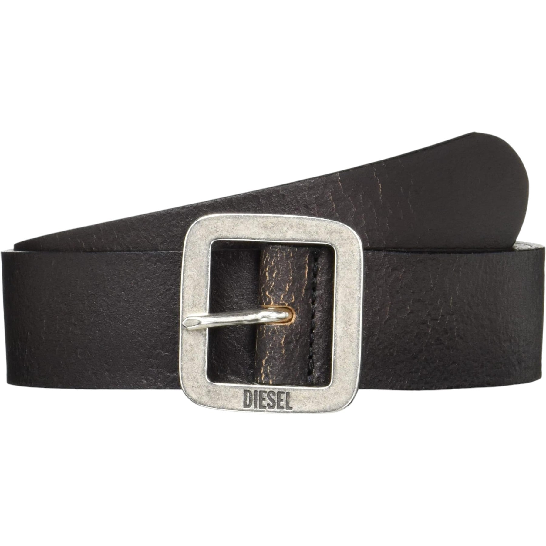 DIESEL B-ROCCO Mens Genuine Leather Belts For Trousers Jeans Metal Buckle Brown