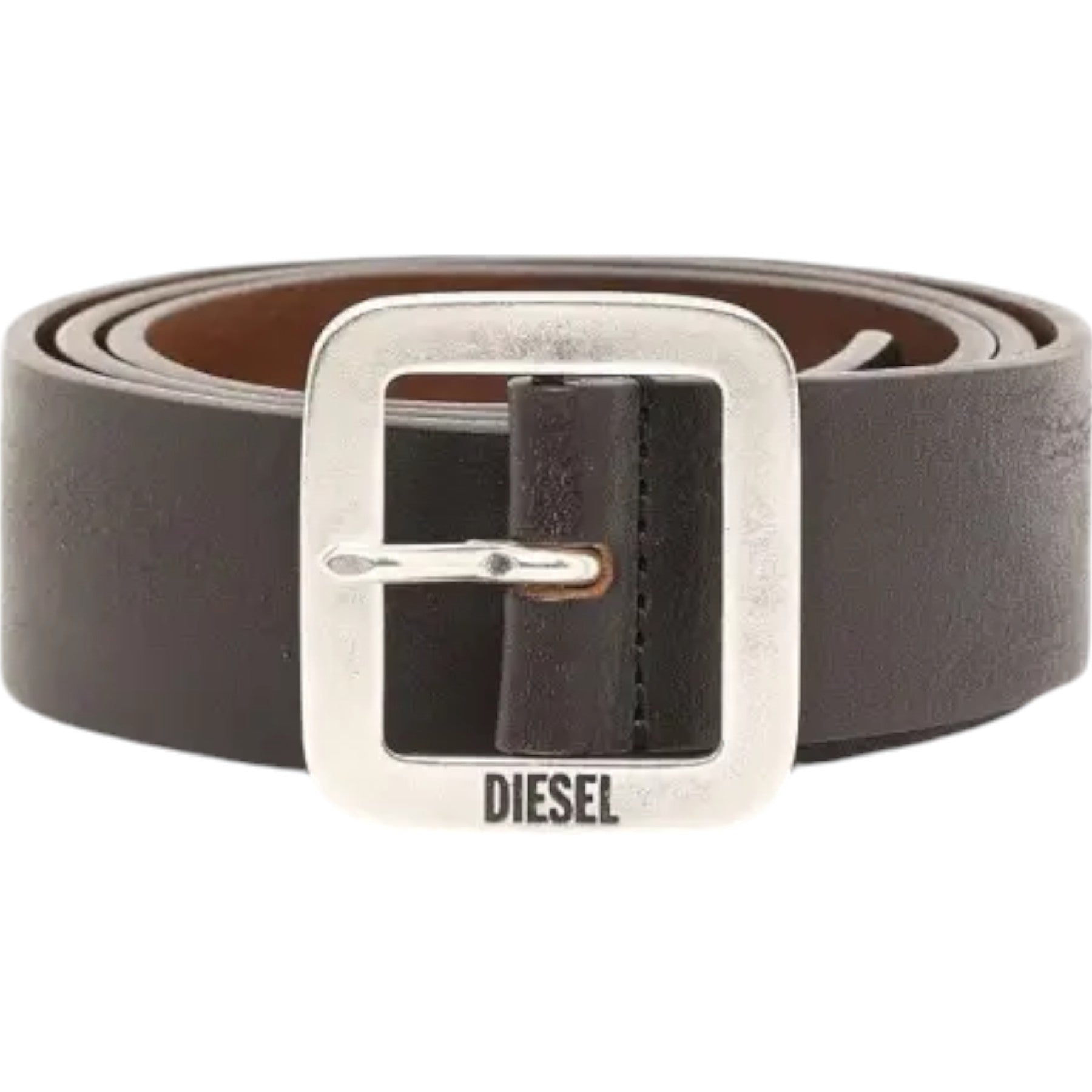 DIESEL B-ROCCO Mens Genuine Leather Belts For Trousers Jeans Metal Buckle Brown