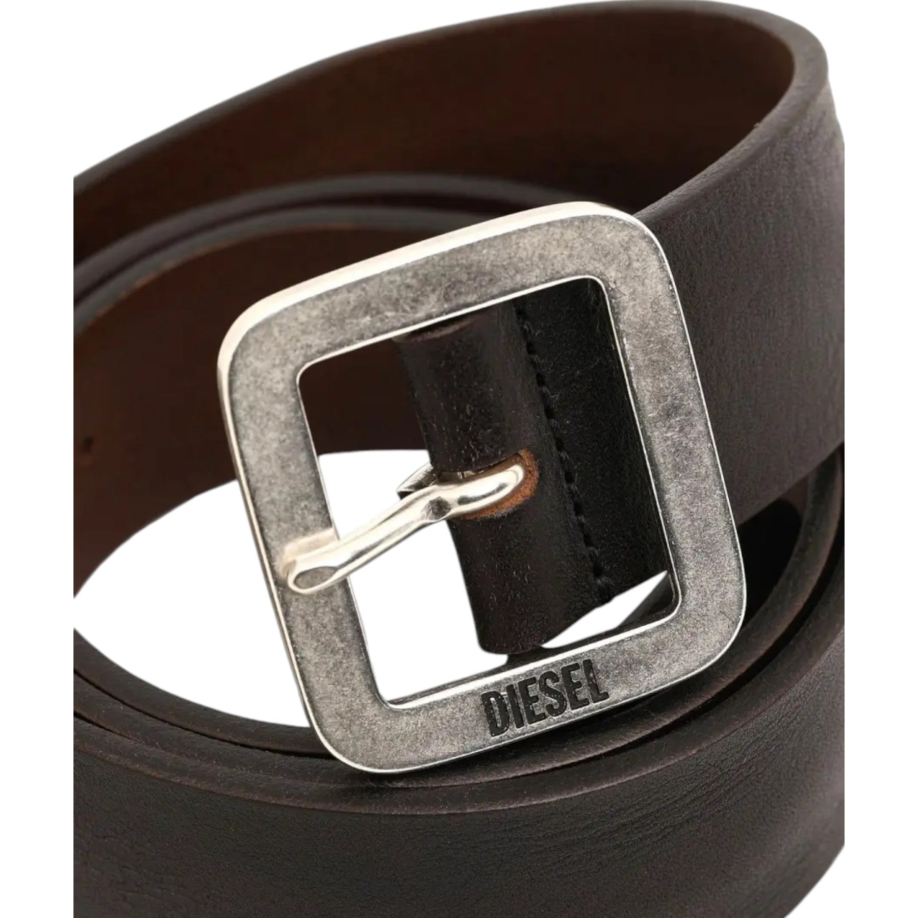 DIESEL B-ROCCO Mens Genuine Leather Belts For Trousers Jeans Metal Buckle Brown