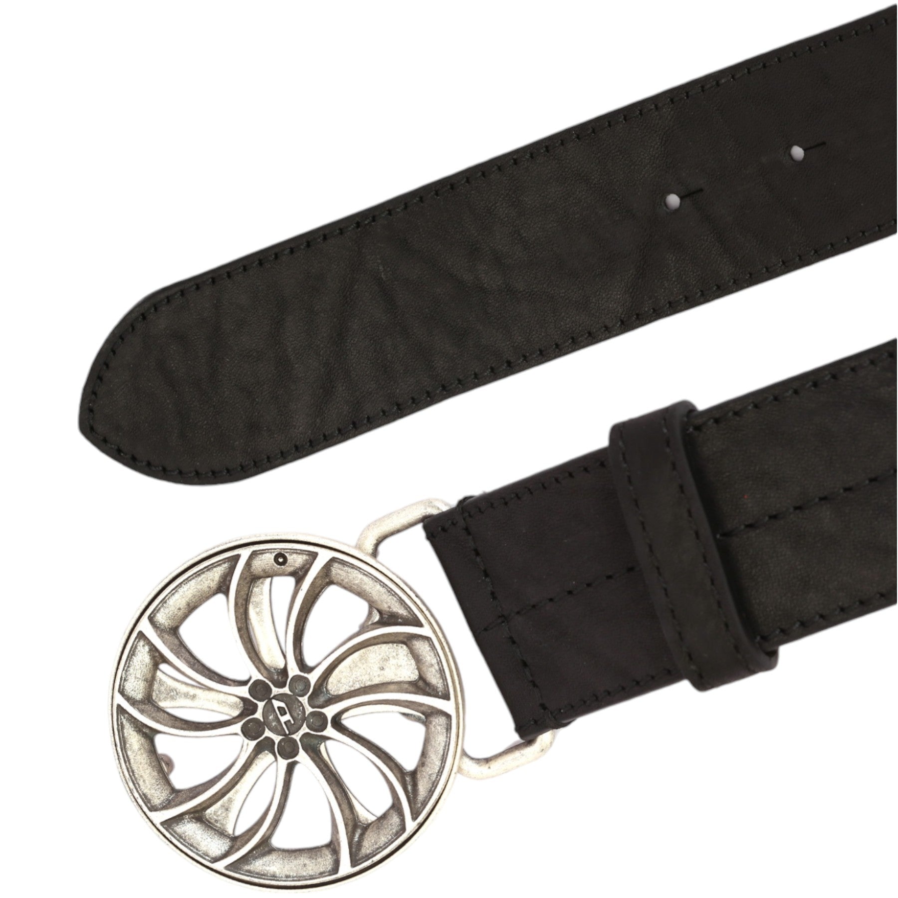 DIESEL B-WHEEL Mens Genuine Leather Belts For Trousers Jeans Metal Buckle Black