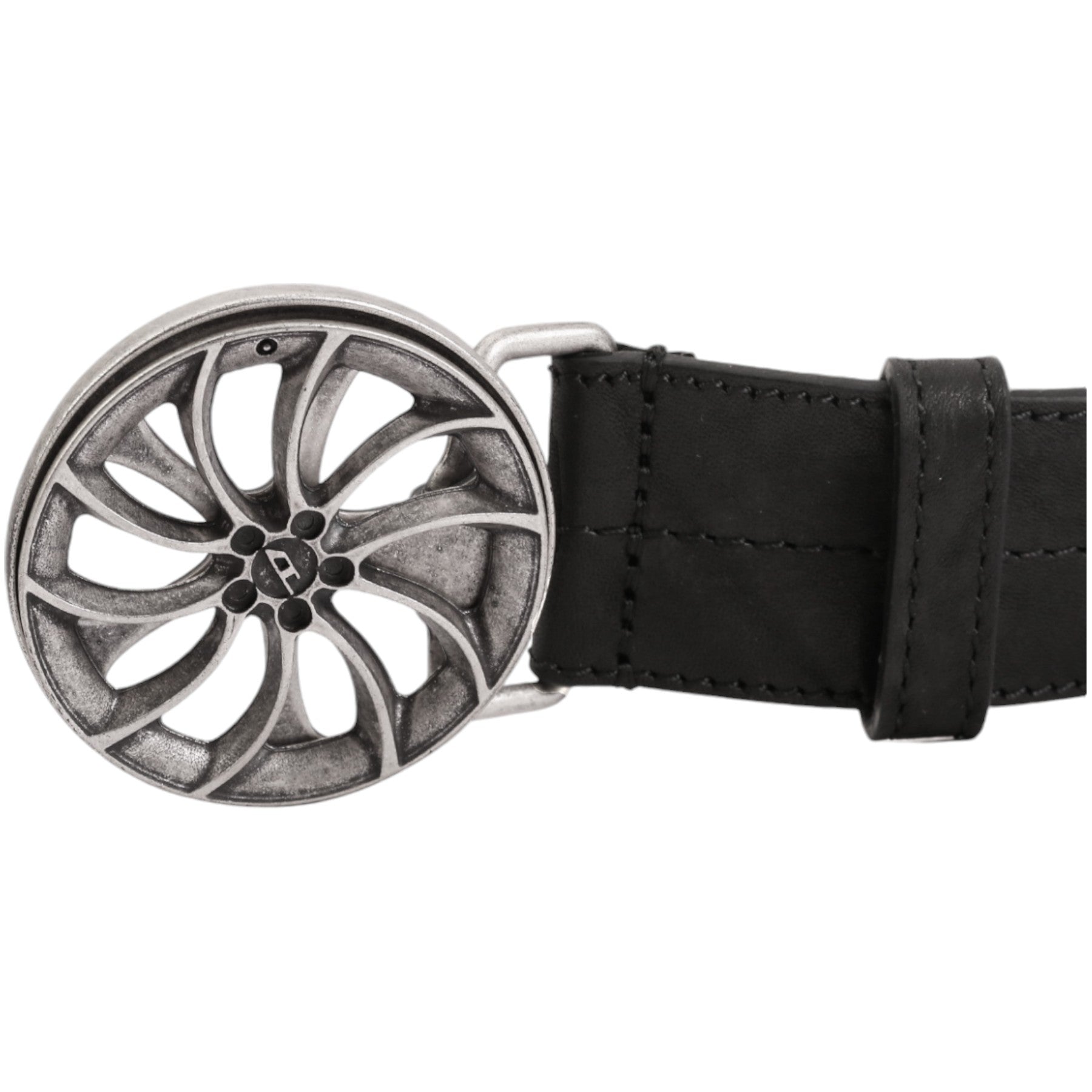 DIESEL B-WHEEL Mens Genuine Leather Belts For Trousers Jeans Metal Buckle Black