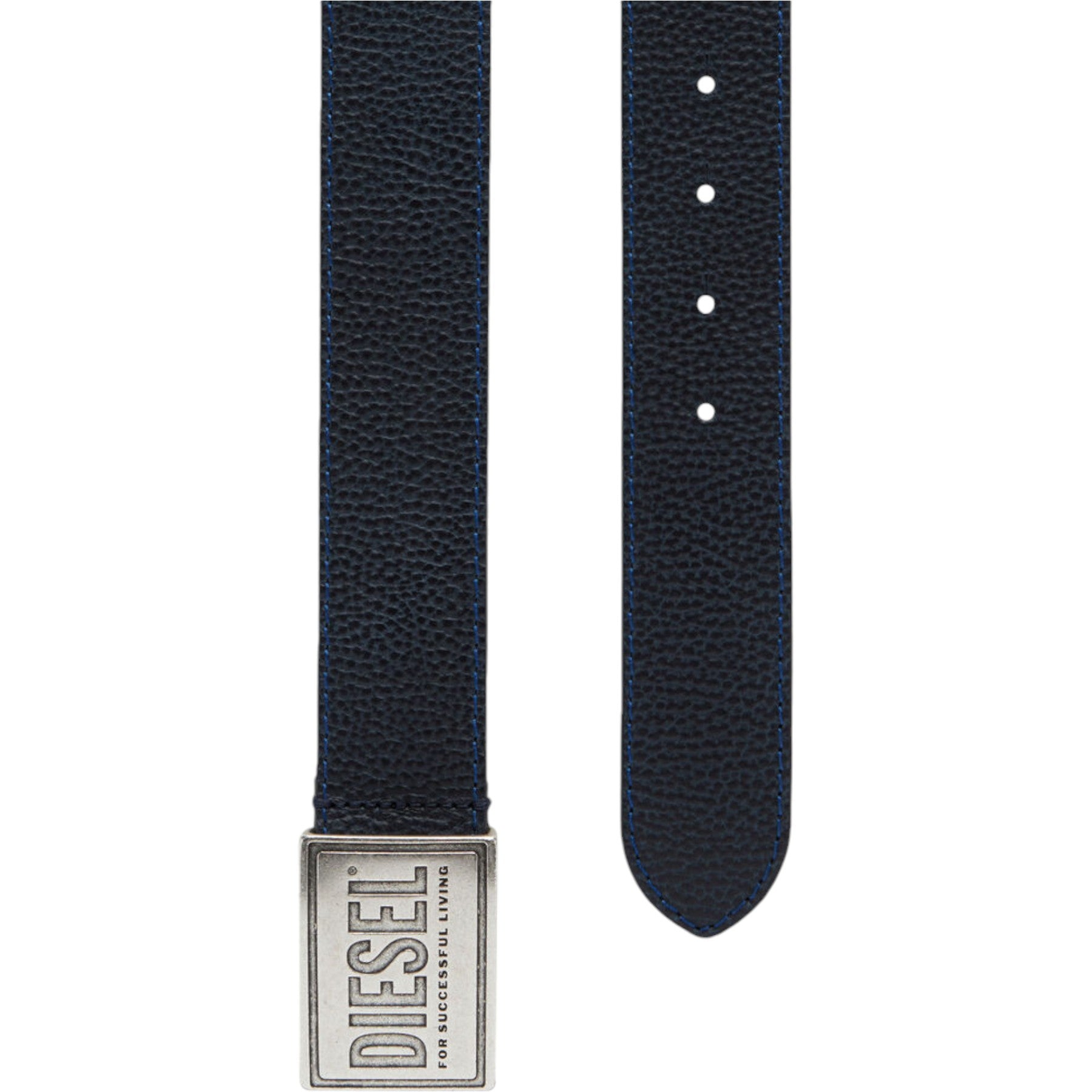 DIESEL B-GRAIN Mens Genuine Leather Belts For Trousers Jeans Metal Buckle Navy