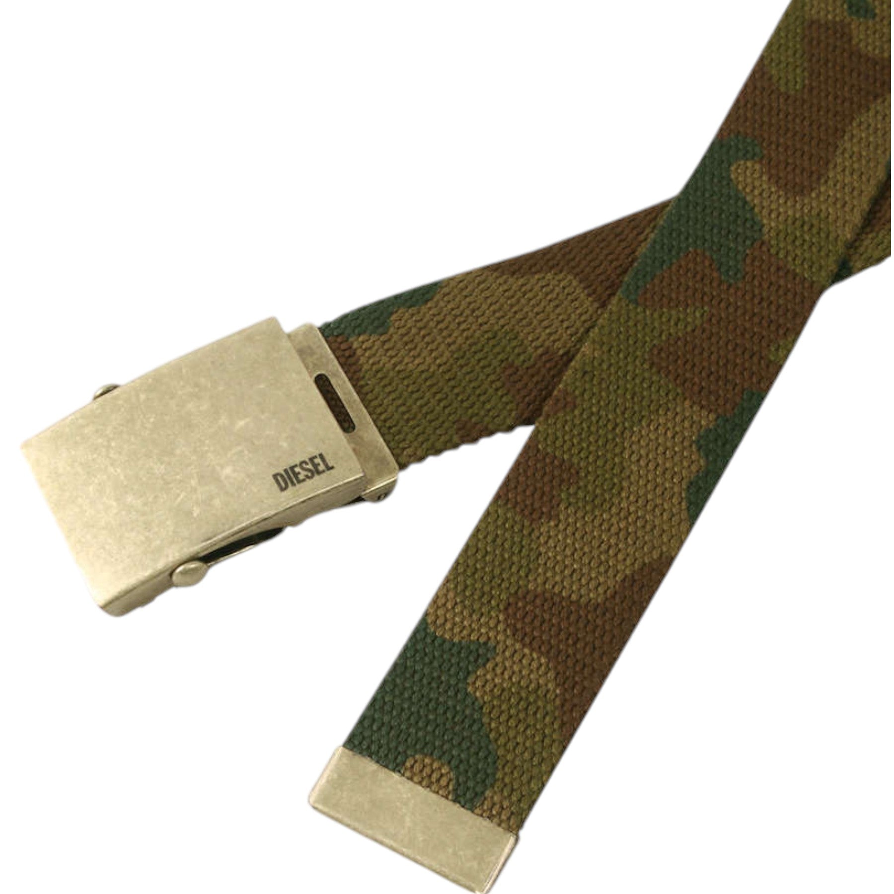 DIESEL B-COMBA Mens Belt Woven Solid Fabric Casual Webbing Belt Camouflage New