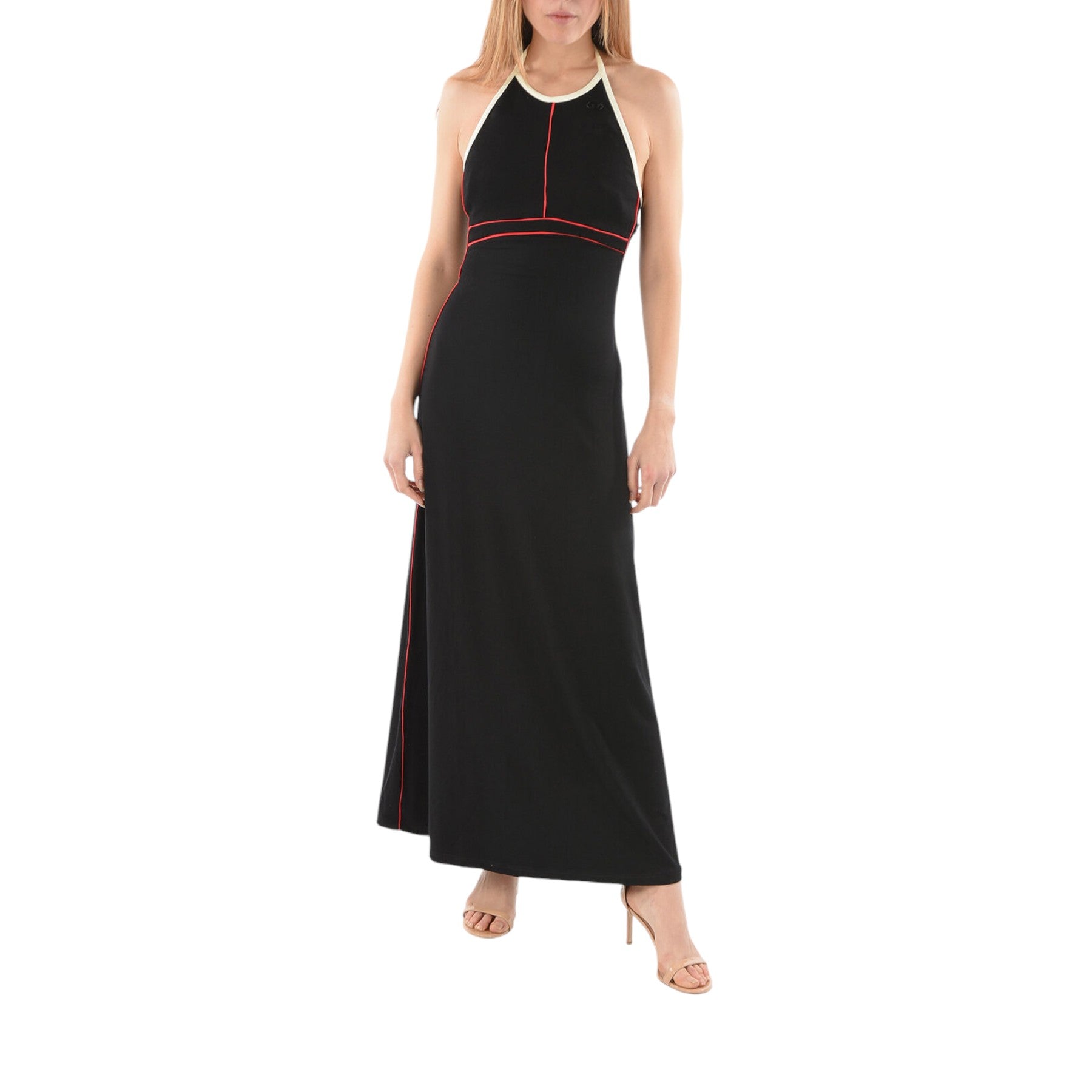 DIESEL D-MAXIM 0KEAR Womens Casual Dress Summer Plaid Long Maxi Dress Black NEW