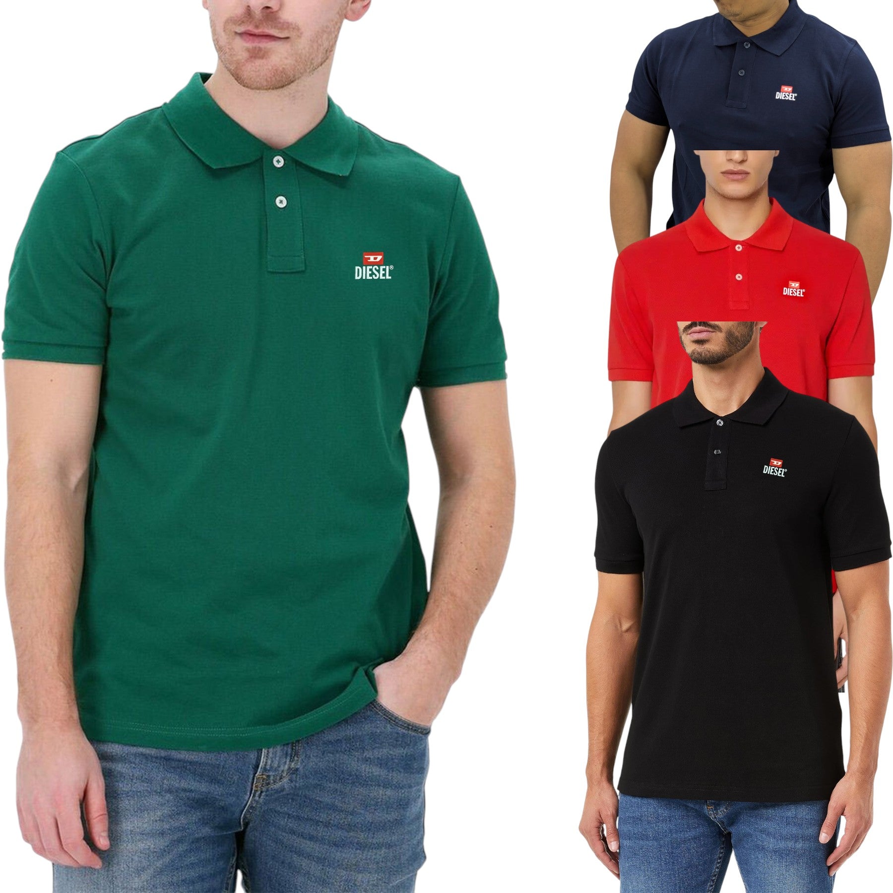 DIESEL T-Smith-DIV Mens Polo Shirts Slim Fit Short Sleeve Casual Golf Polo Tee
