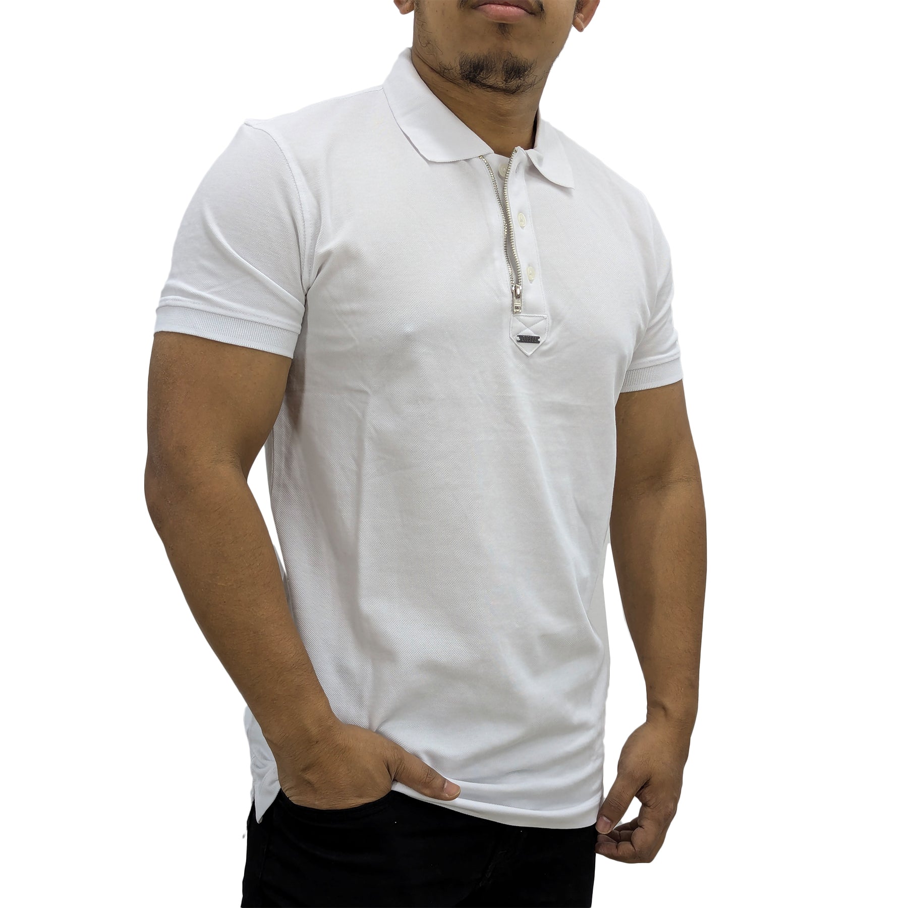 DIESEL T-SMITH-ZIP OUT RBAWH Mens Polo T Shirts Short Sleeve Casual Golf Tee NEW