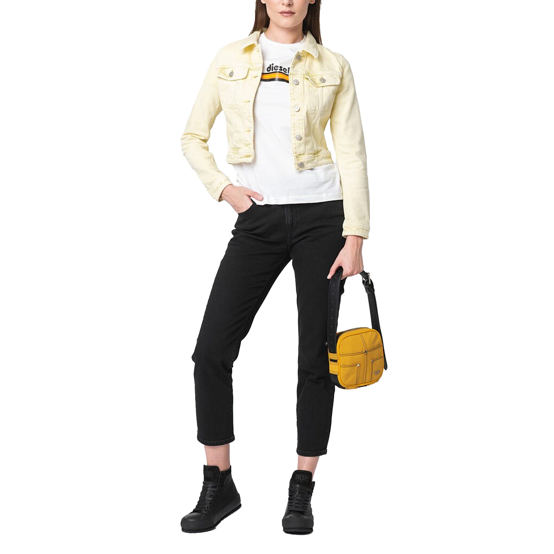 DIESEL DE-SLIMMY 09C93 Womens Denim Jacket Ladies Winter Coat Cropped Jacket