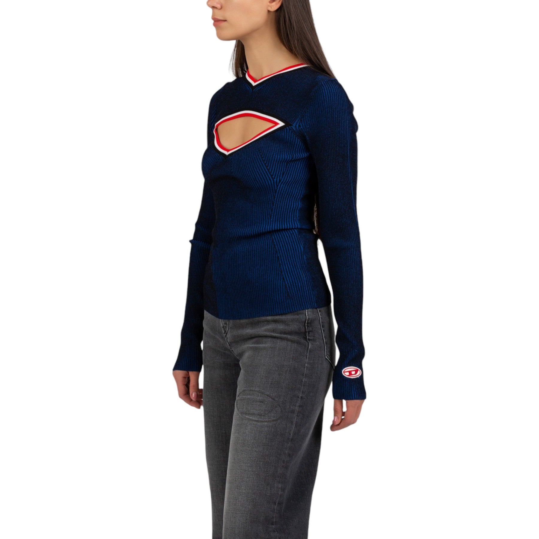 DIESEL M-INORCA Womens V Neck Sweatshirt Long Sleeve Pullover Ladies Casual Tops