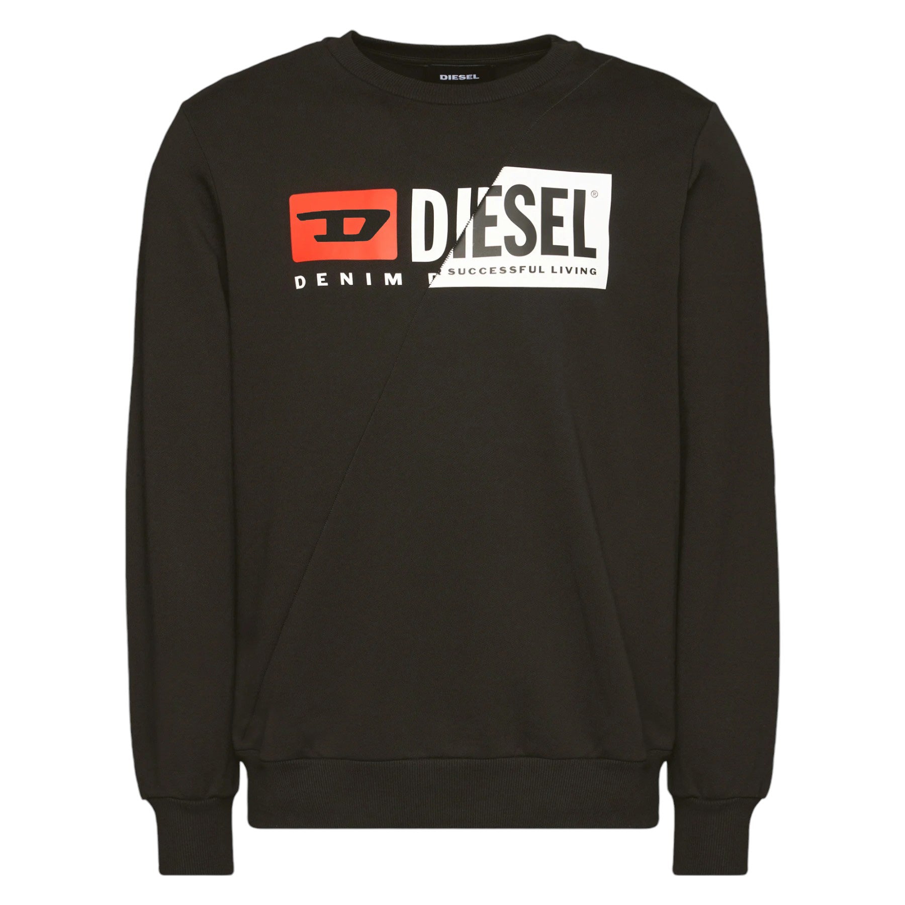 DIESEL F-ANG Mens Sweatshirt Crew Neck Long Sleeve Pullover Casual Jumper Black