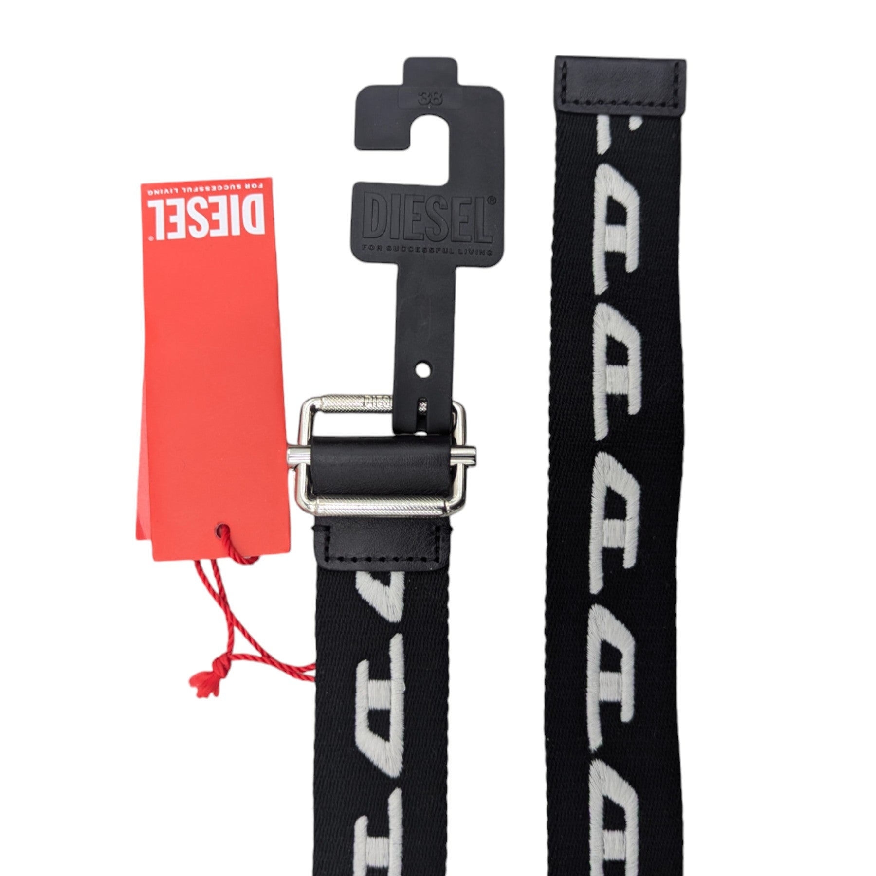 DIESEL B-DIDI Mens Belts For Jeans Metal Buckle Woven Work Waist Belt Black New