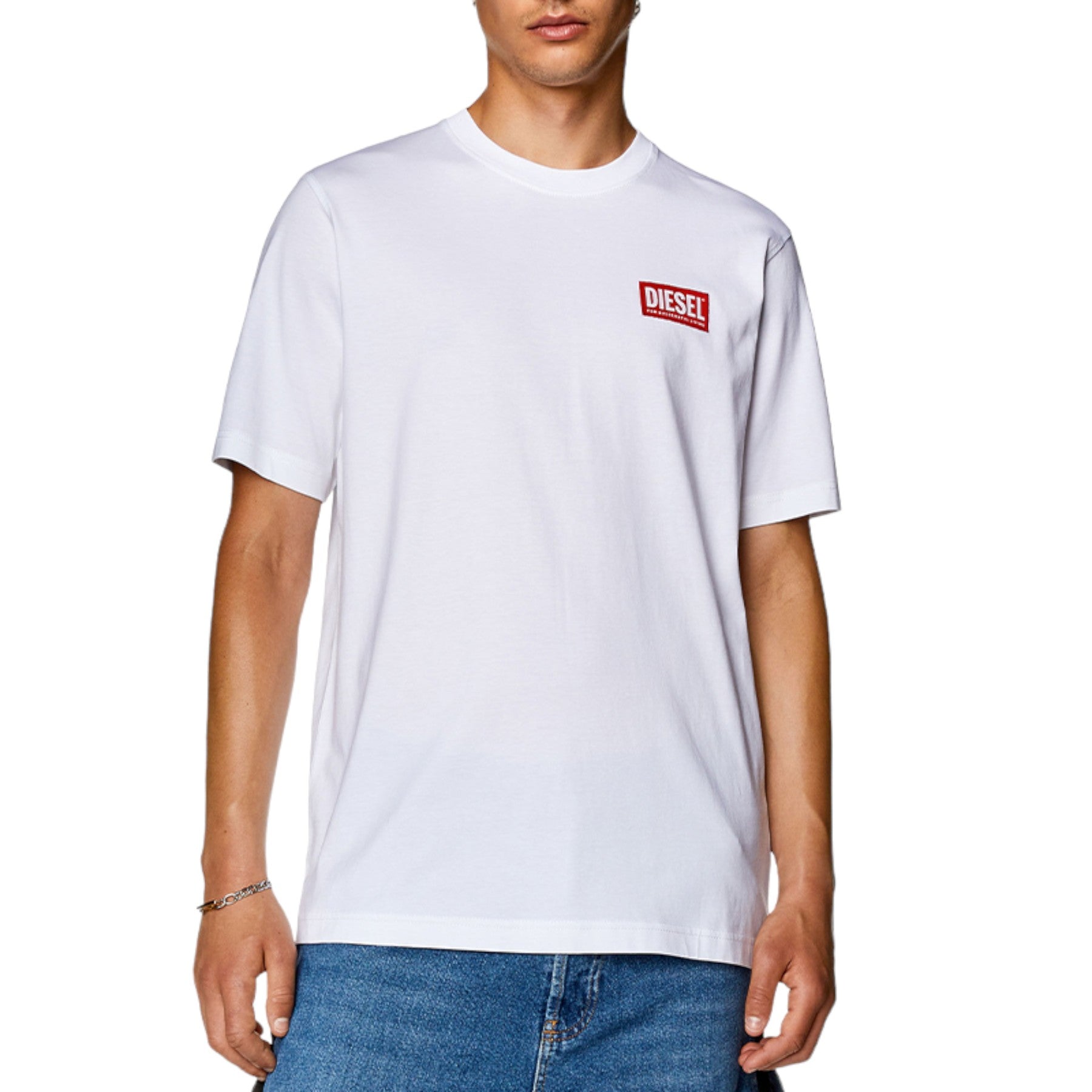 DIESEL T-JUST-NLabel Mens T Shirts 100% Cotton Short Sleeve Plain Crew Neck Tops