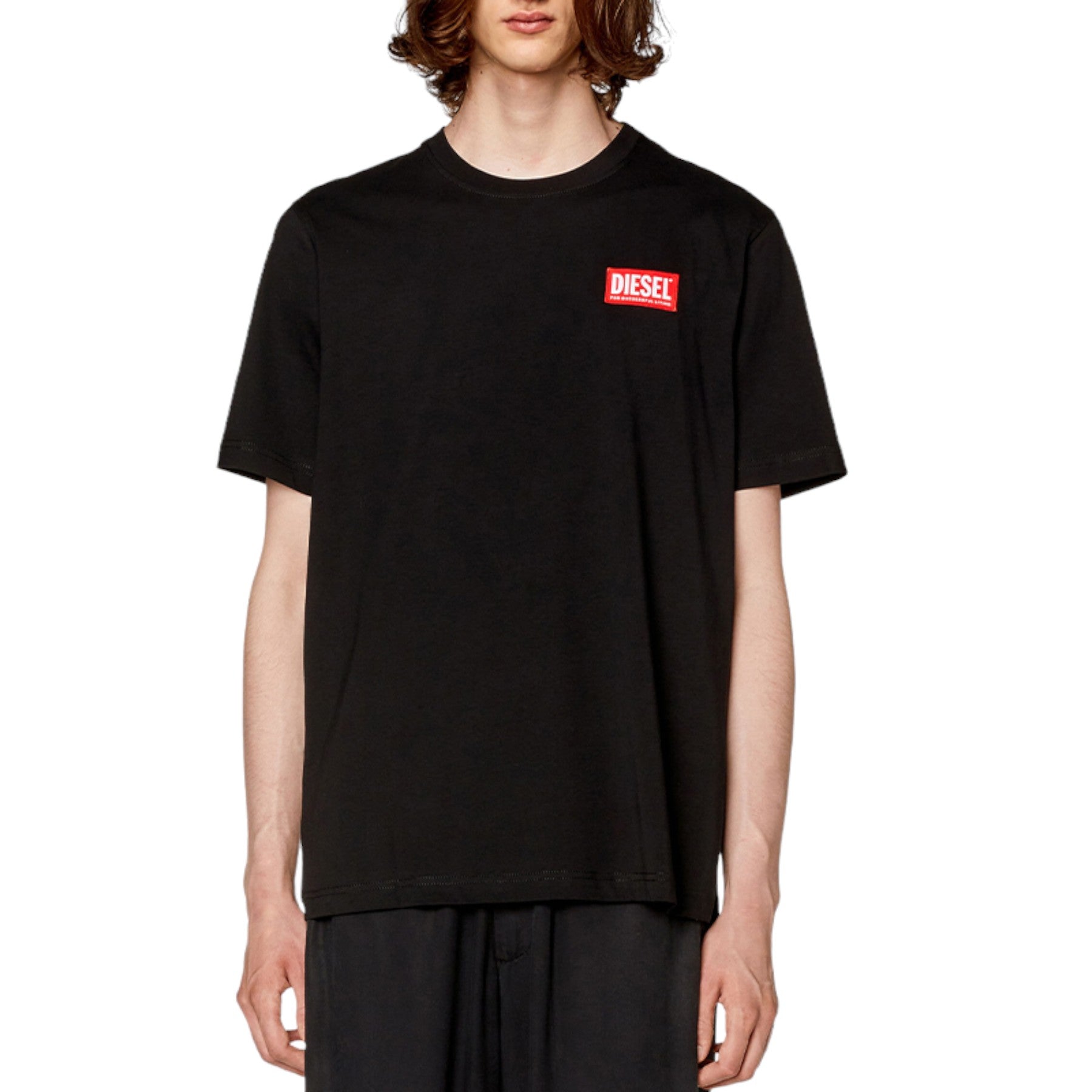 DIESEL T-JUST-NLabel Mens T Shirts 100% Cotton Short Sleeve Plain Crew Neck Tops