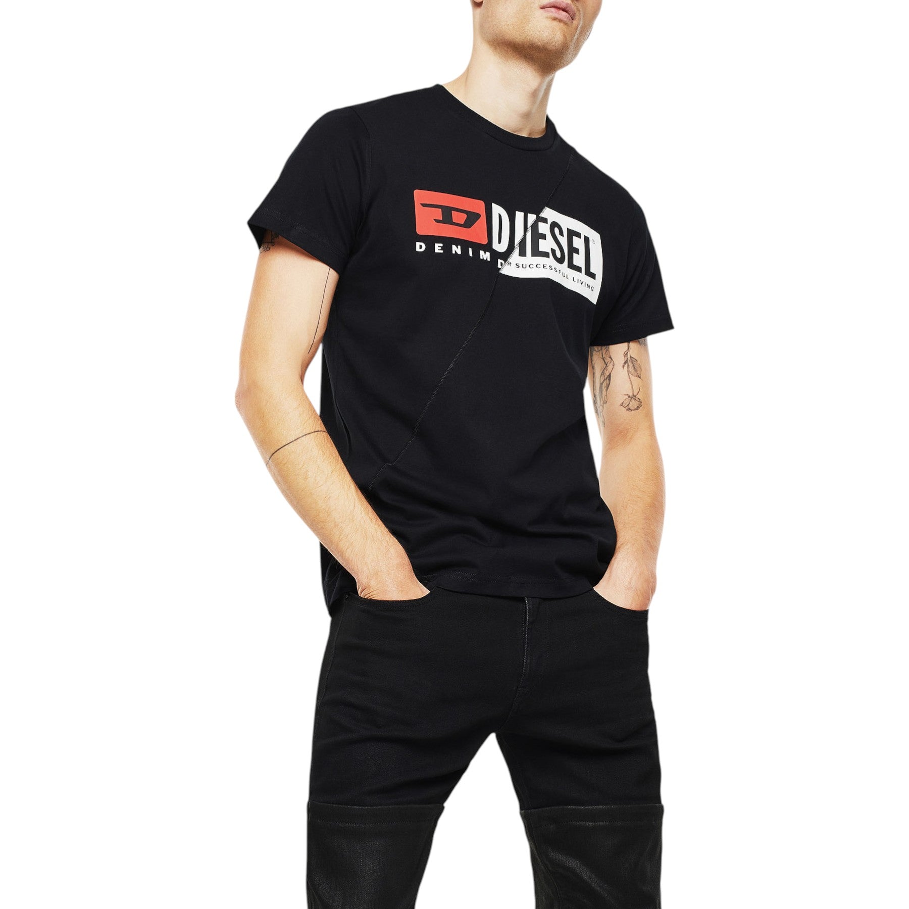 Diesel T-Diego-Cuty Logo Mens T Shirts Crew Neck Short Sleeve Slim Summer Tee