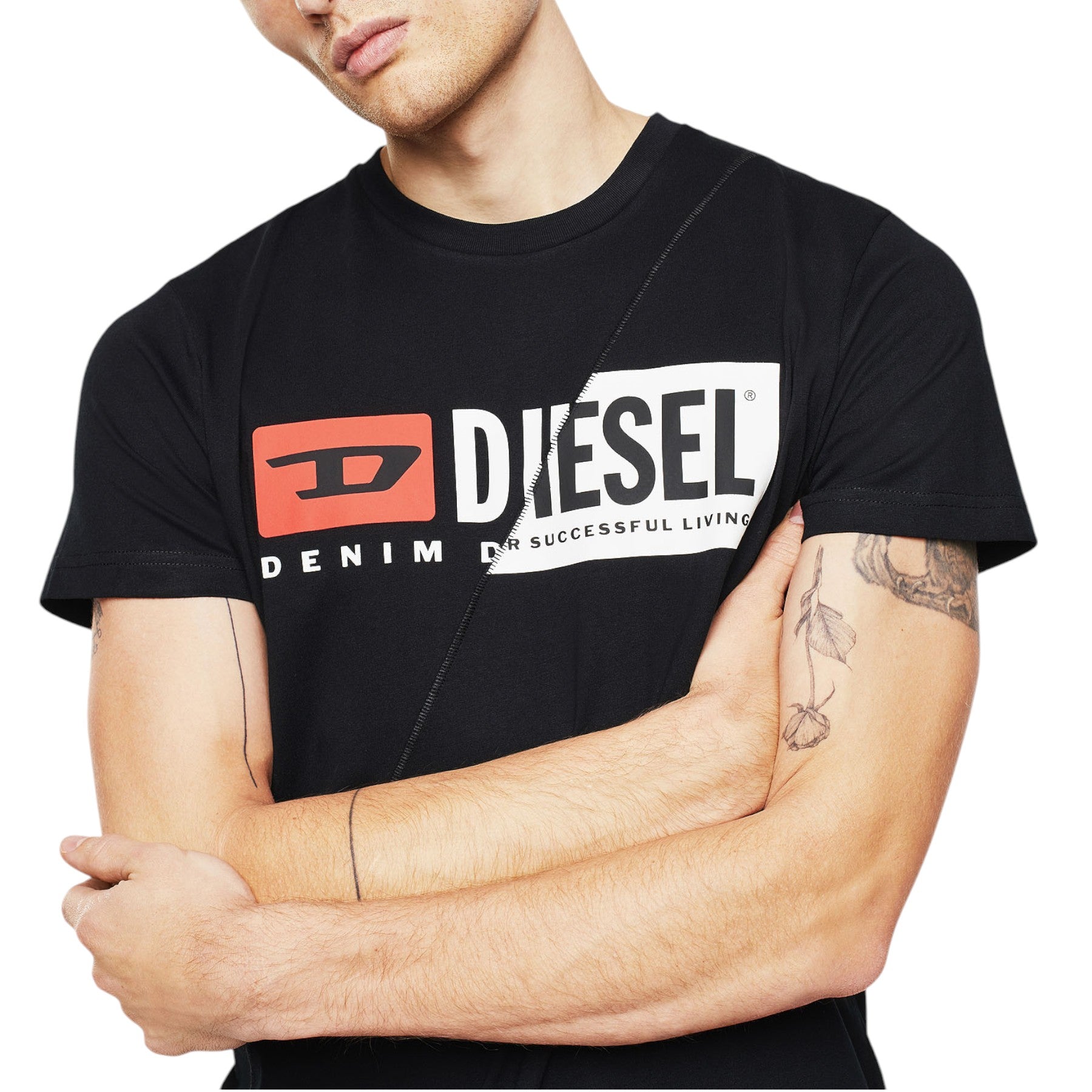 Diesel T-Diego-Cuty Logo Mens T Shirts Crew Neck Short Sleeve Slim Summer Tee