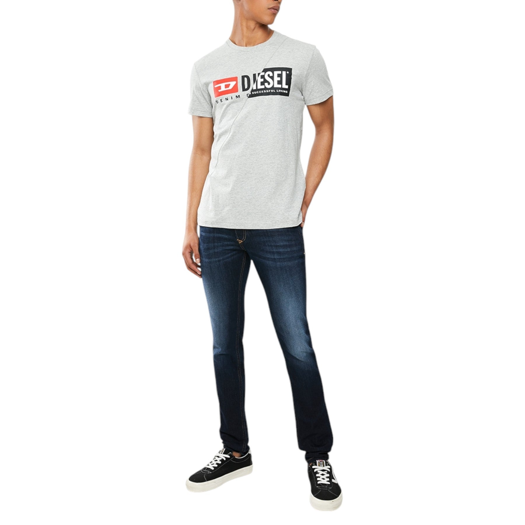 Diesel T-Diego-Cuty Logo Mens T Shirts Crew Neck Short Sleeve Slim Summer Tee