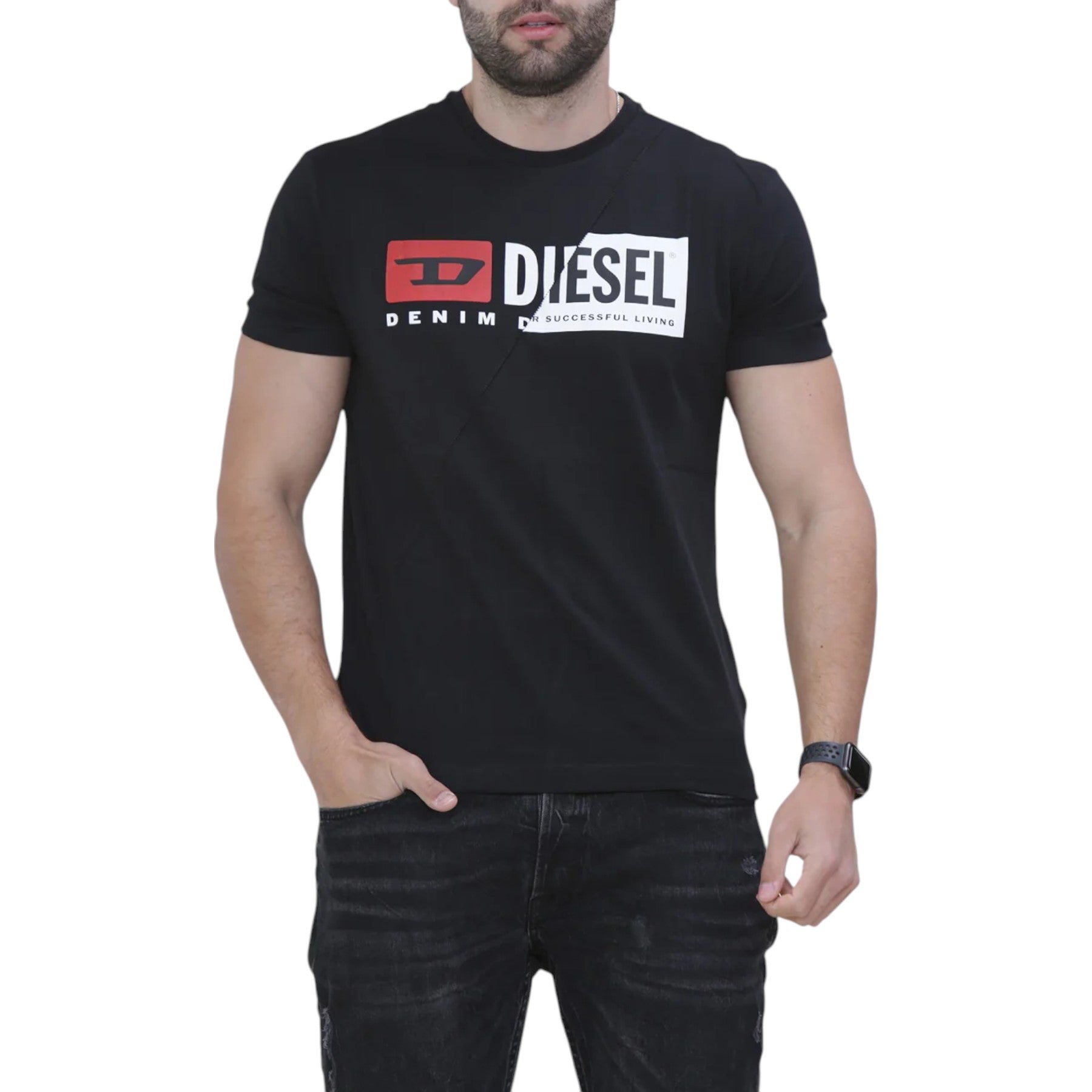 Diesel T-Diego-Cuty Logo Mens T Shirts Crew Neck Short Sleeve Slim Summer Tee