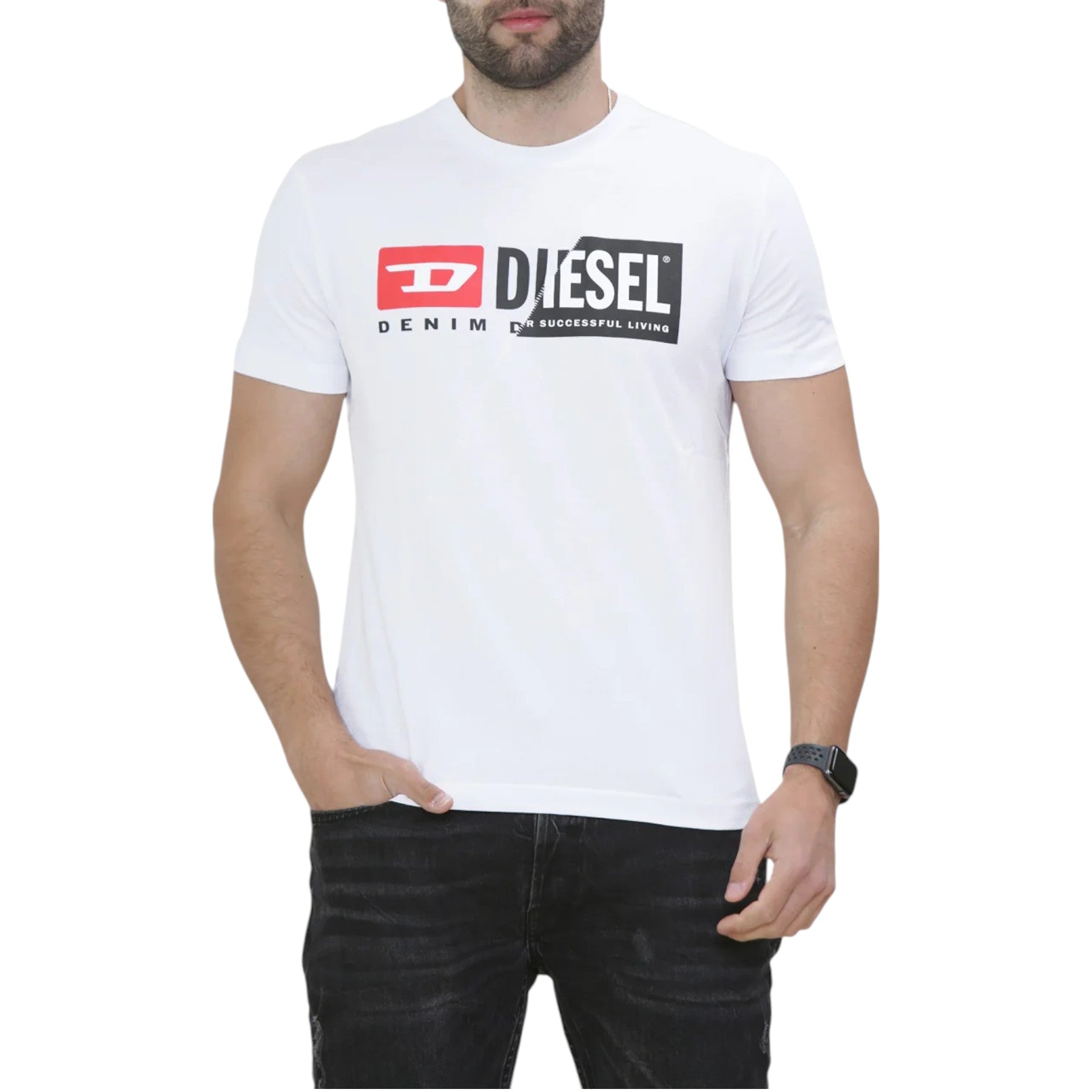 Diesel T-Diego-Cuty Logo Mens T Shirts Crew Neck Short Sleeve Slim Summer Tee