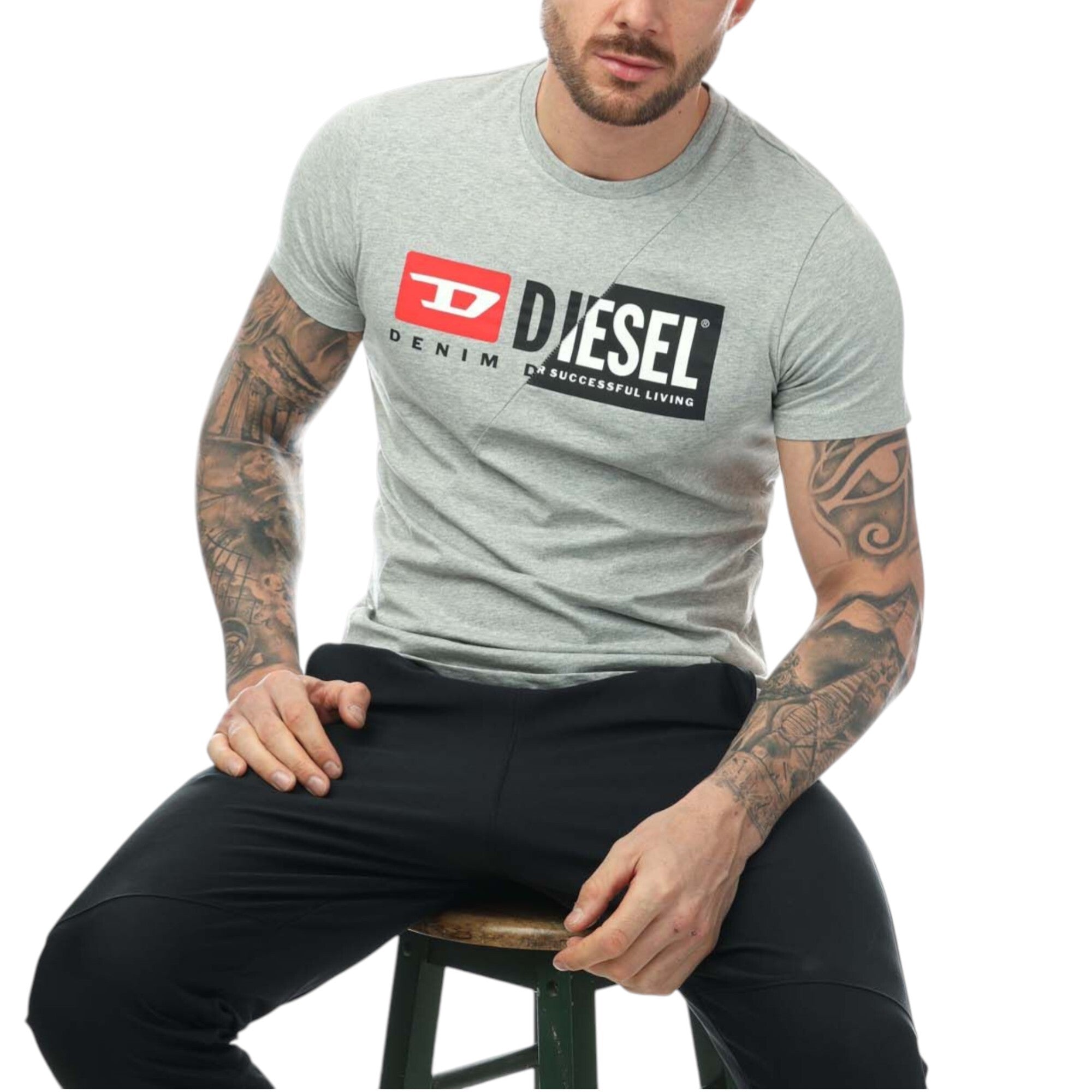 Diesel T-Diego-Cuty Logo Mens T Shirts Crew Neck Short Sleeve Slim Summer Tee