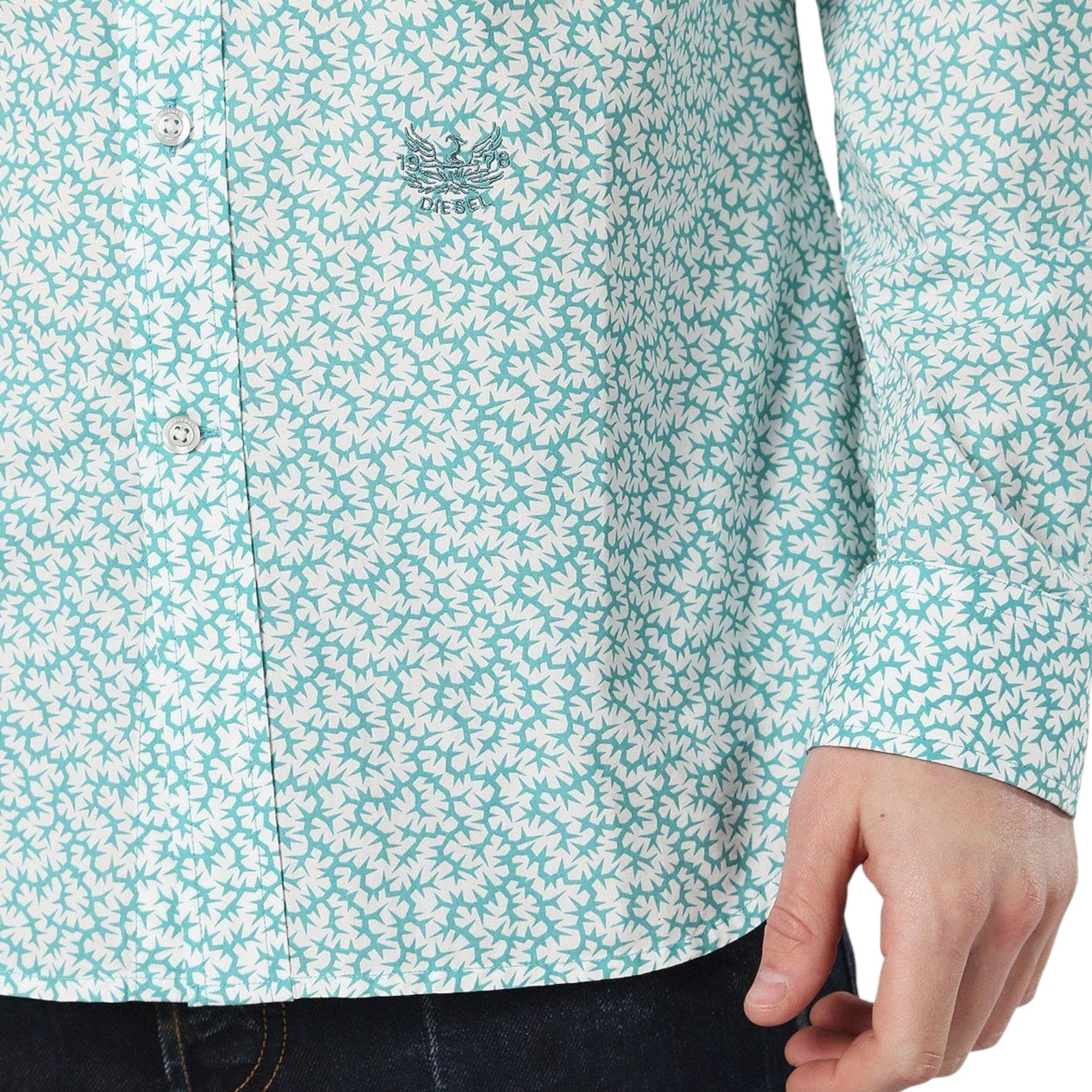 DIESEL SDuny 0CASD Mens Printed Camicia Shirt Button Down Casual Long Sleeve