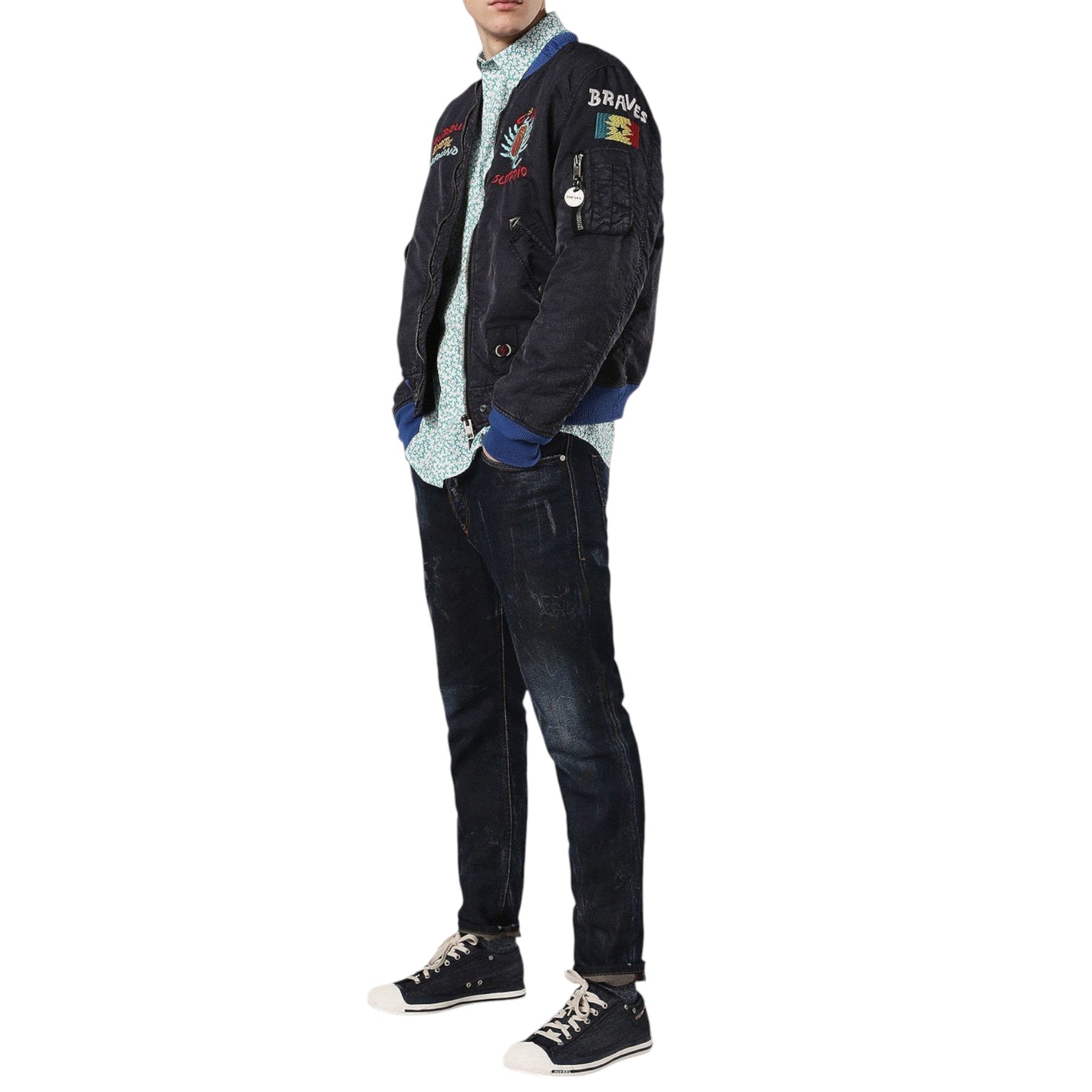 DIESEL SDuny 0CASD Mens Printed Camicia Shirt Button Down Casual Long Sleeve