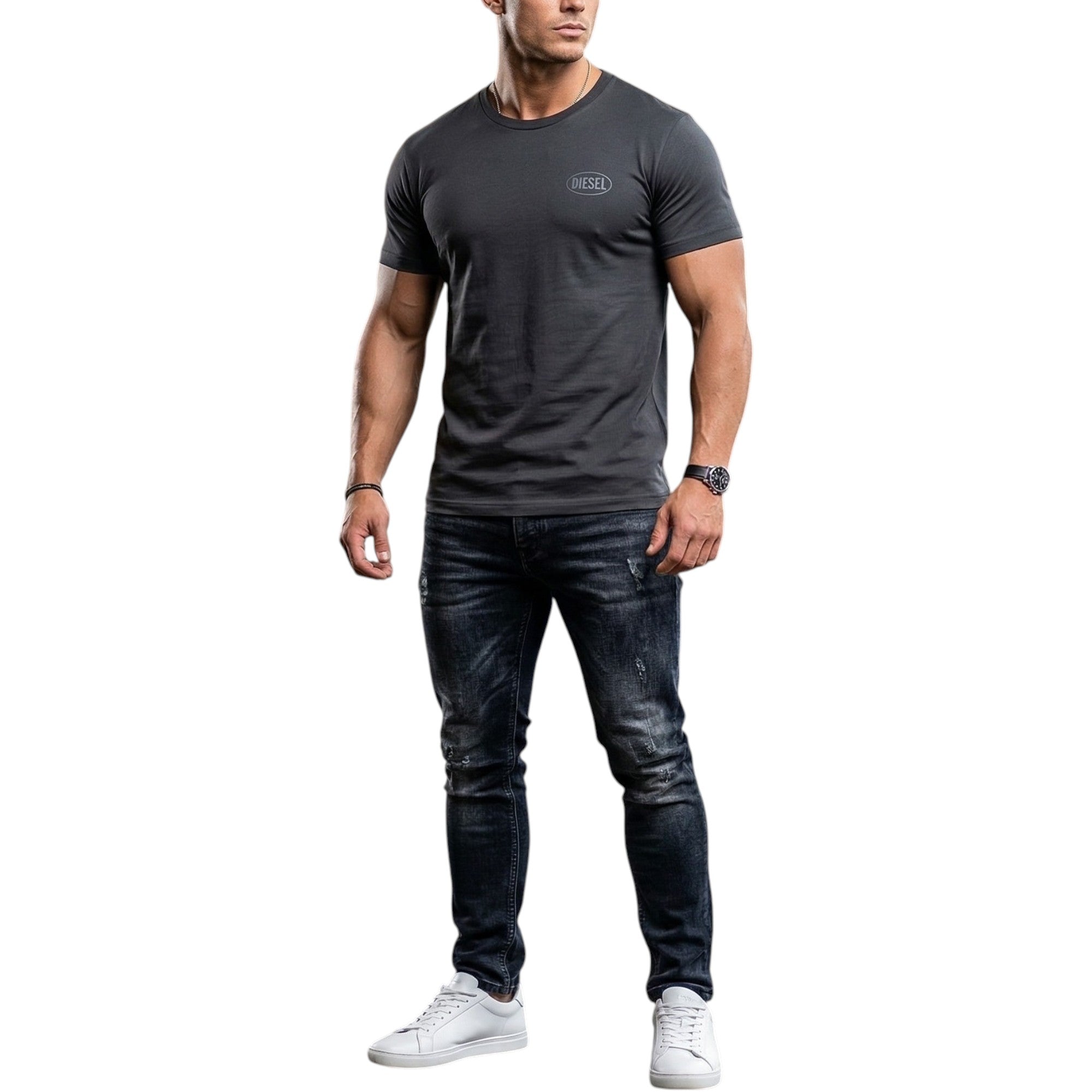 Diesel Mens T Shirts T-Adjust-V9 Graphic Logo Print Crew Neck Summer Cotton Tee