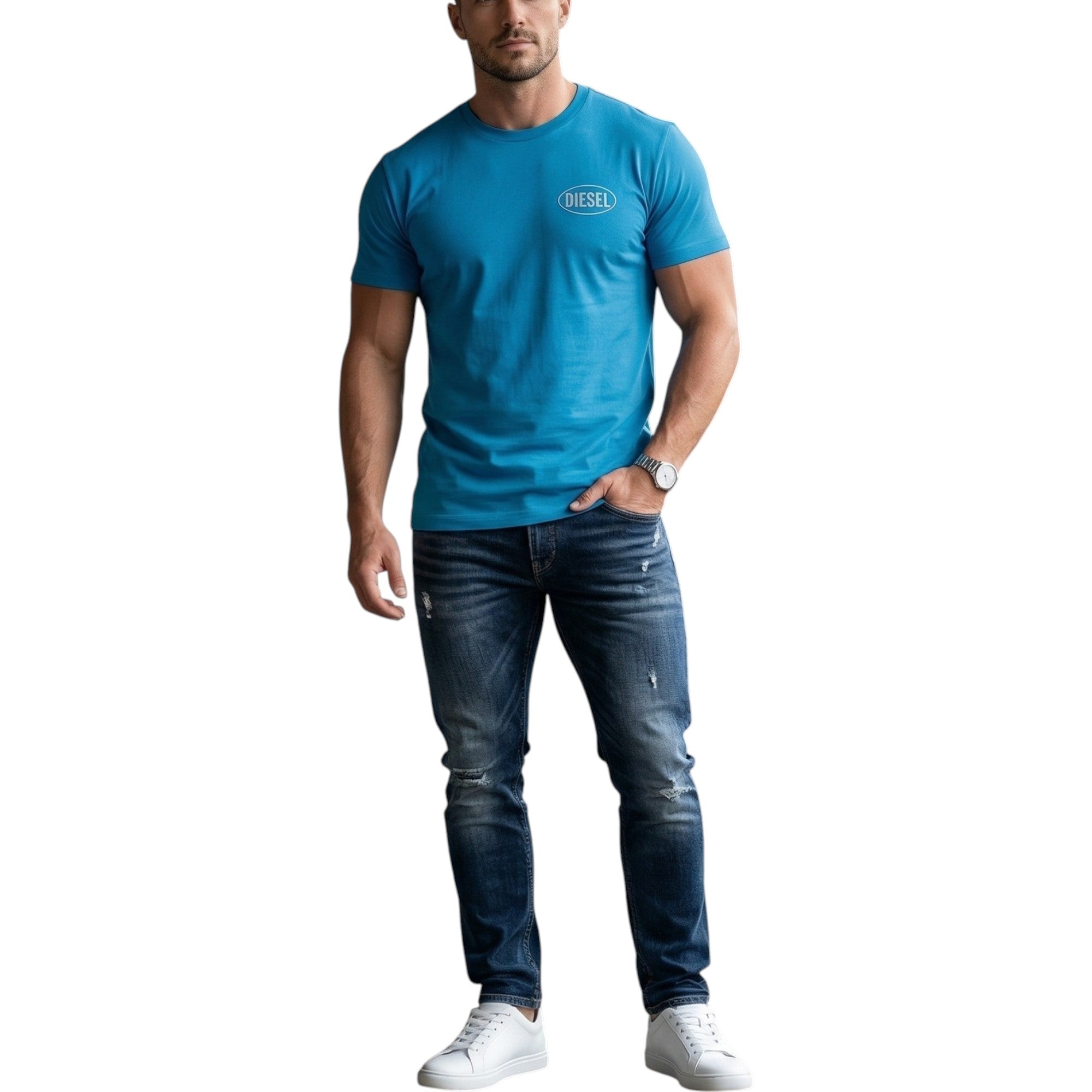 Diesel Mens T Shirts T-Adjust-V9 Graphic Logo Print Crew Neck Summer Cotton Tee