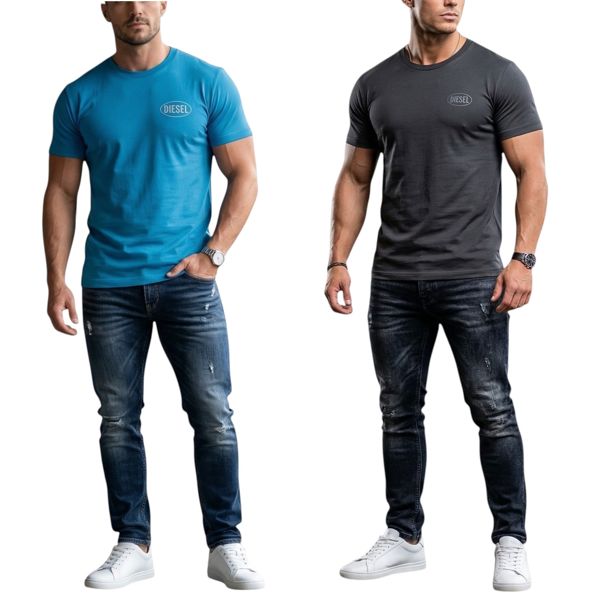 Diesel Mens T Shirts T-Adjust-V9 Graphic Logo Print Crew Neck Summer Cotton Tee