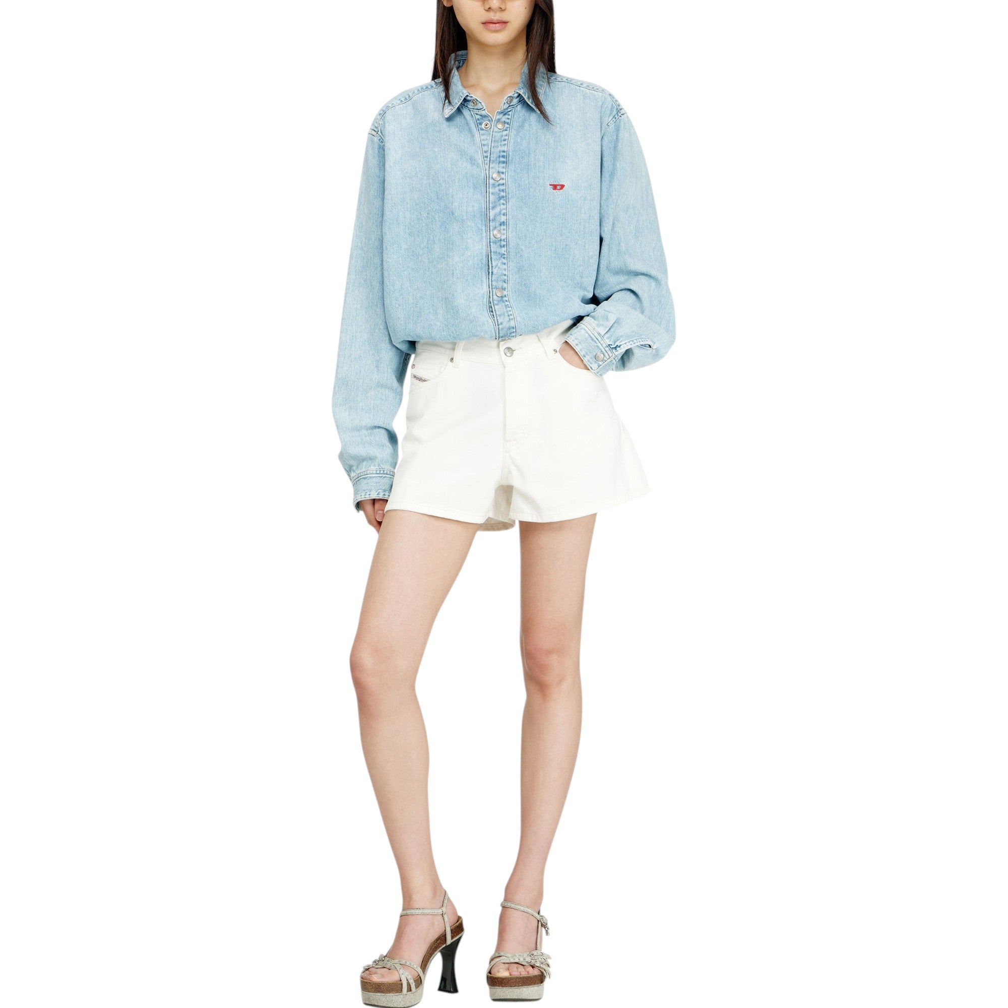 Diesel Womens Denim Shorts Noret-Ne 00SK7J Stretchy Ladies Vintage Jeans Shorts