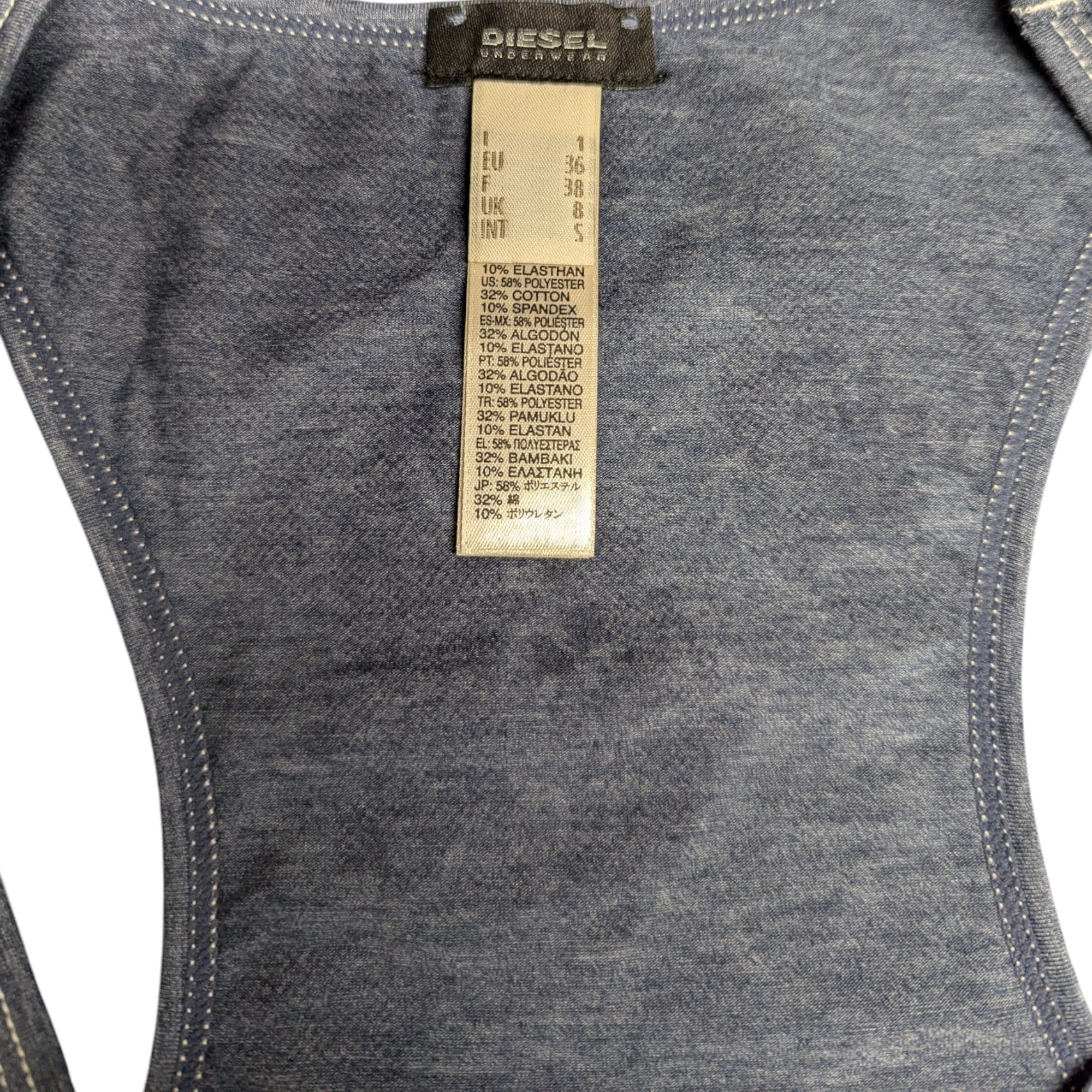 Diesel Womens Tops Rose Vest Tank Denim Blue Casual Cotton Summer Soft Top