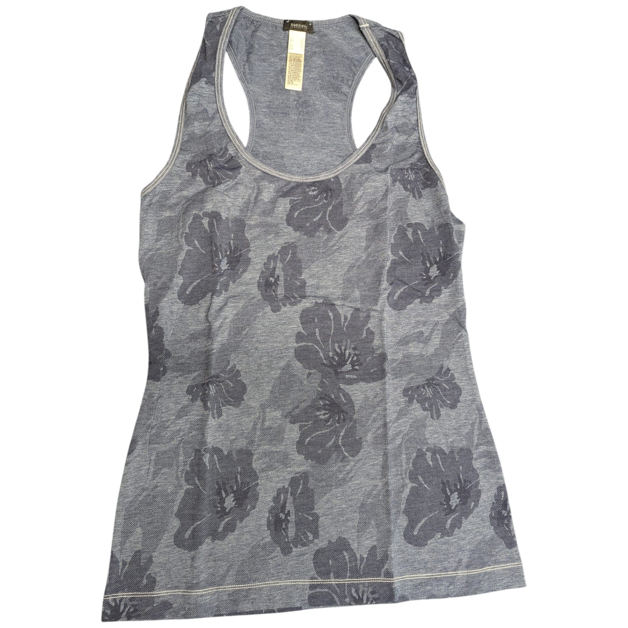 Diesel Womens Tops Rose Vest Tank Denim Blue Casual Cotton Summer Soft Top