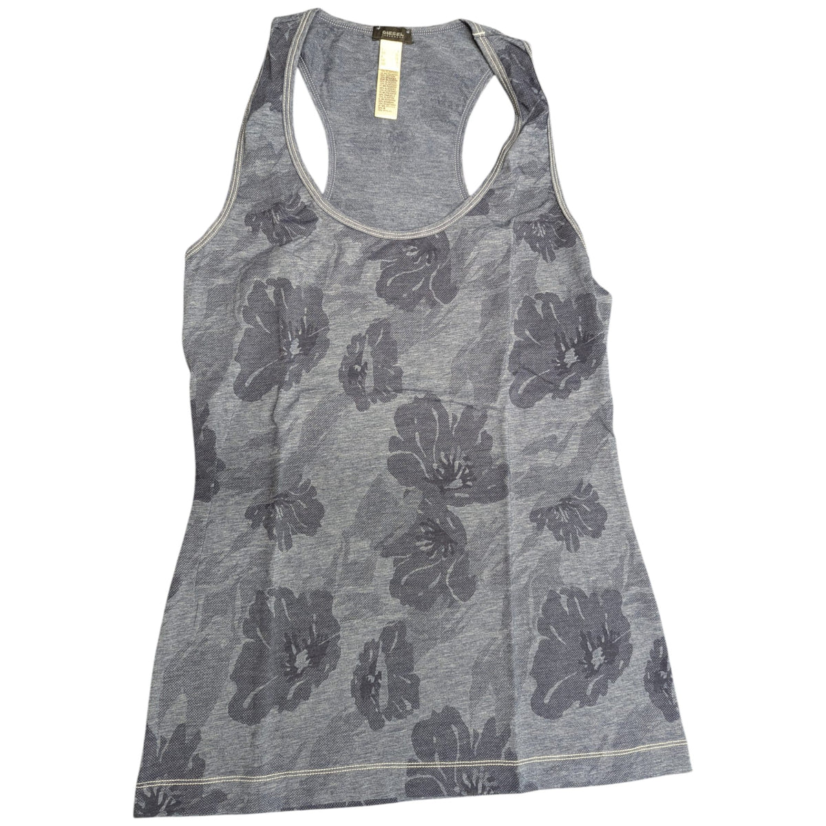 Diesel Womens Tops Rose Vest Tank Denim Blue Casual Cotton Summer Soft Top