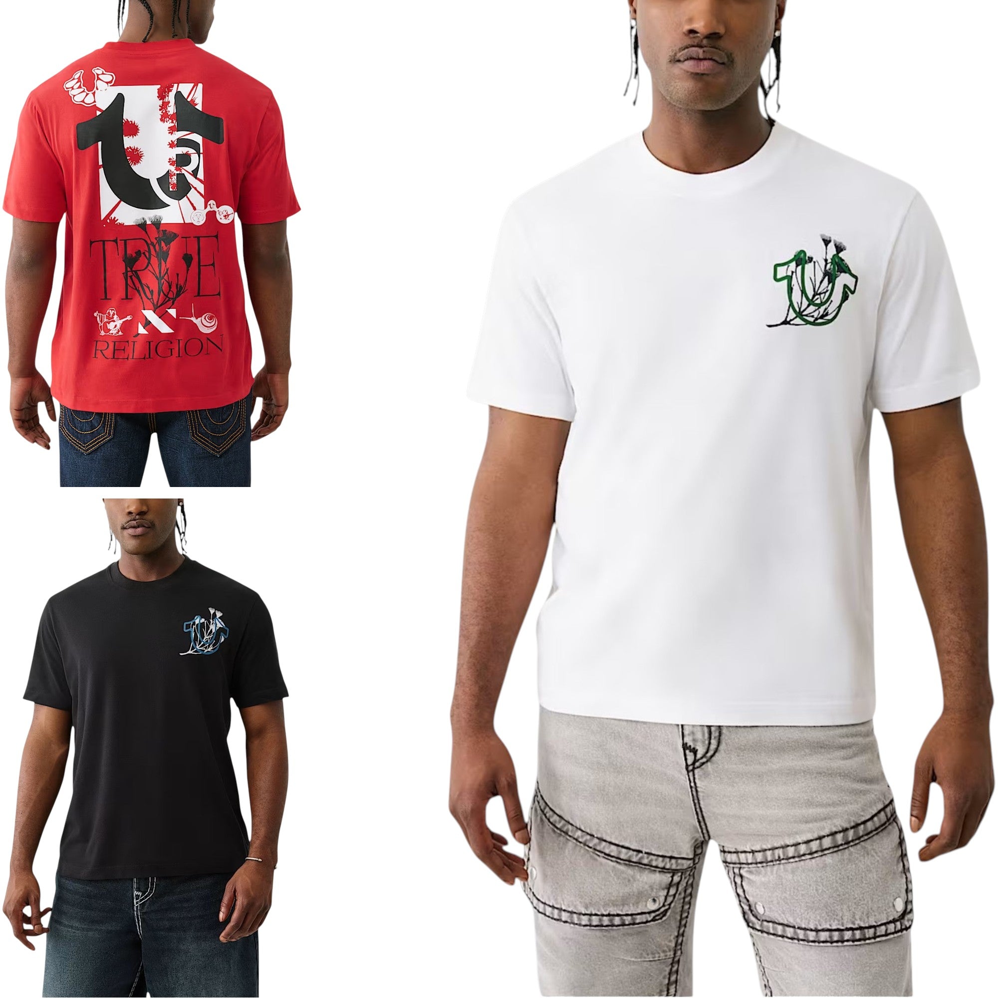 True Religion109301 Mens T Shirts Nature Graphic Crew Neck Summer Cotton Tee