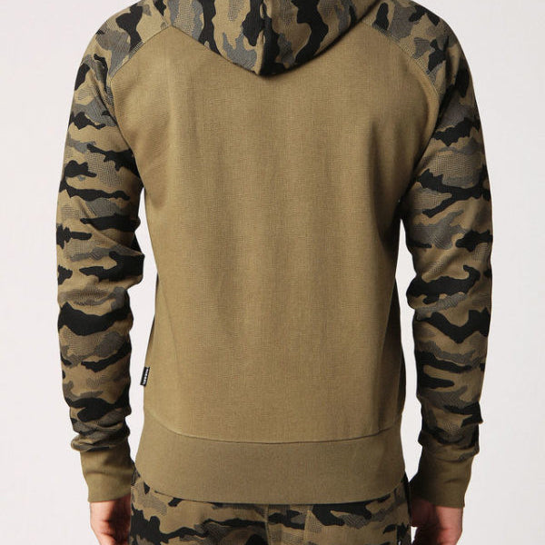 DIESEL BRIANZ Mens Zipped Hoodie Camoufludge Hooded Casual Sweatshirts Tops