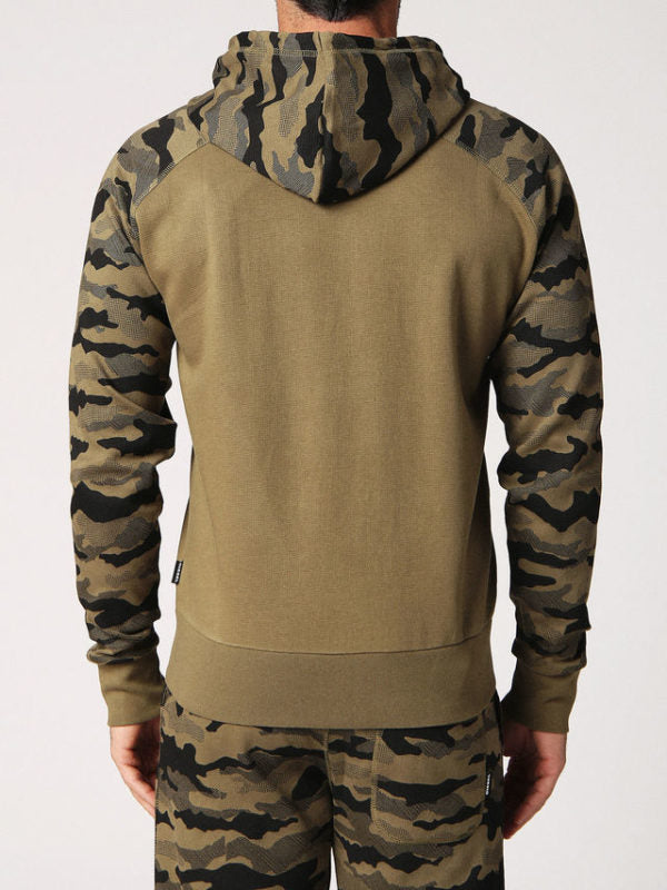 DIESEL BRIANZ Mens Zipped Hoodie Camoufludge Hooded Casual Sweatshirts Tops