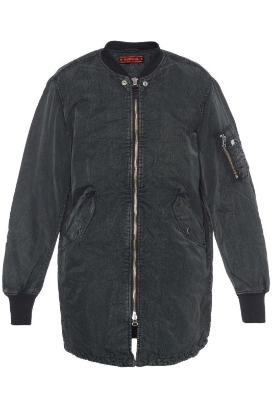 DIESEL W OSTABA Mens Bomber Jacket Denim Jeans Winter Outwear Long Coat